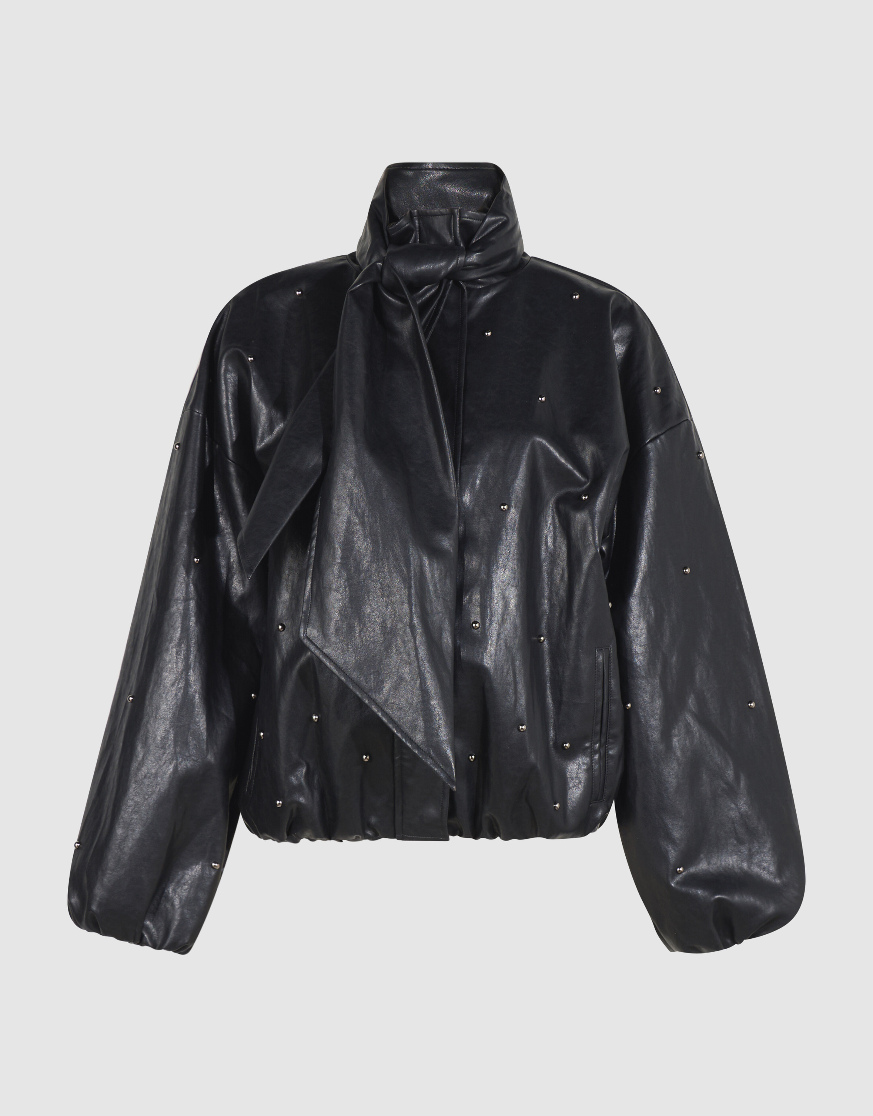 Studded Vegan Leren Bomber Jack Zwart By Mieke SHOEBY WOMEN