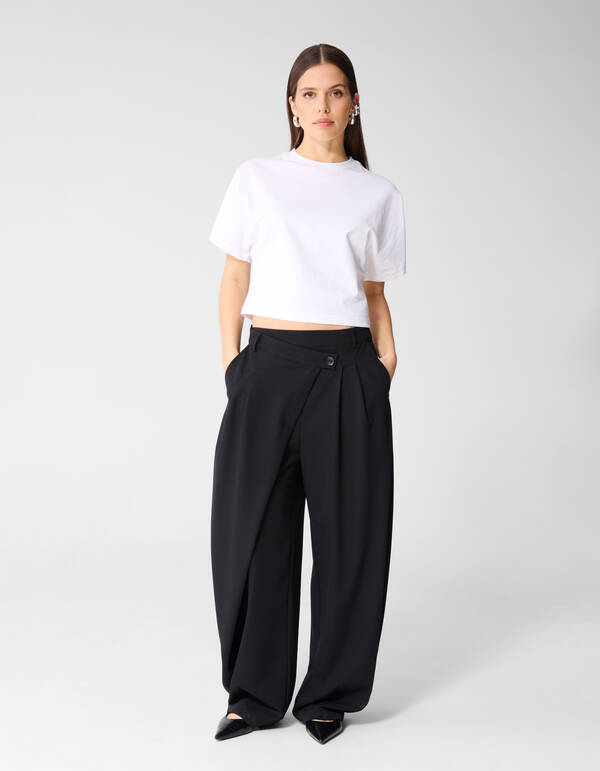 Waistband Barrel Fit Pantalon Zwart By Monica SHOEBY WOMEN