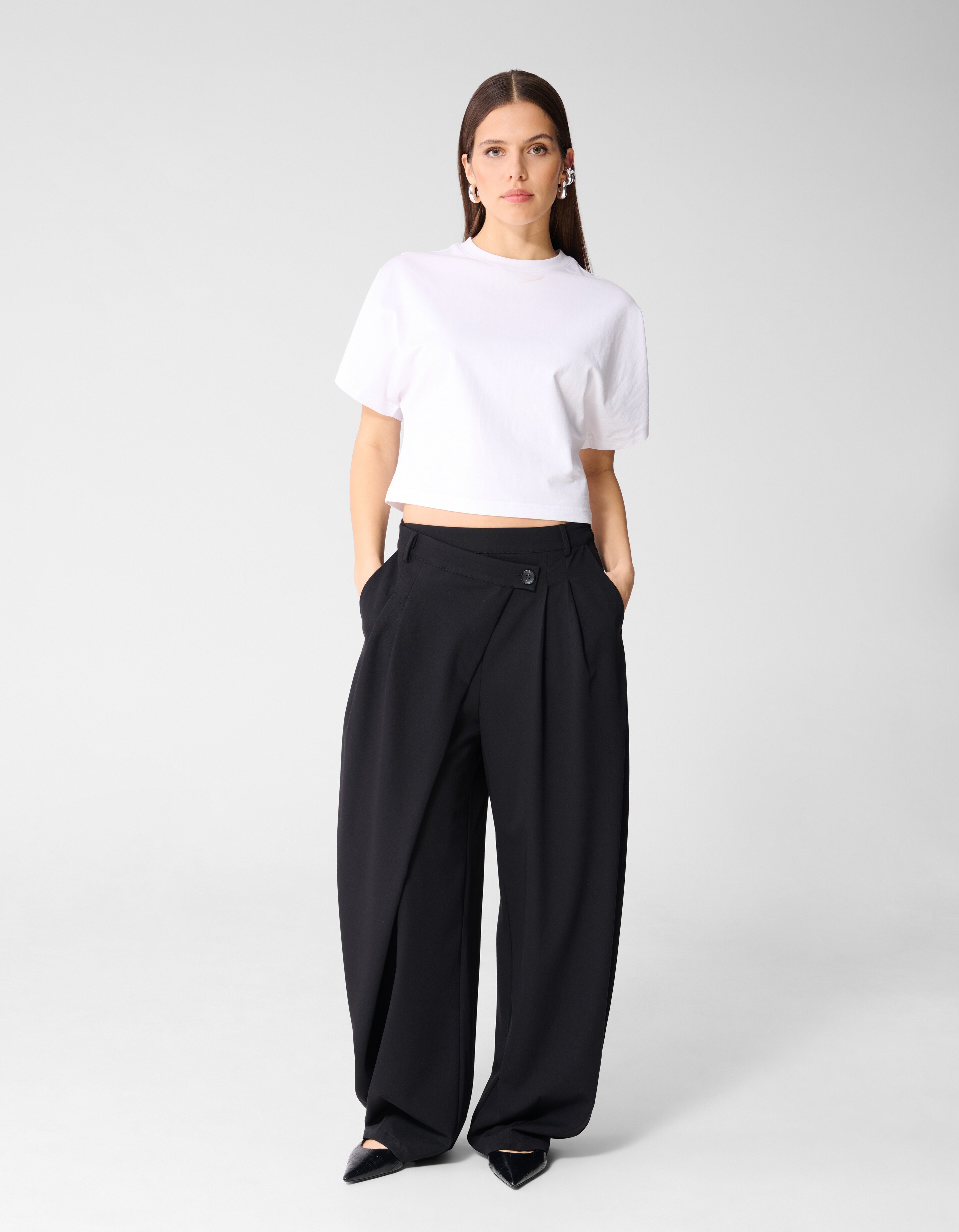 Waistband Barrel Fit Pantalon Zwart By Monica SHOEBY WOMEN