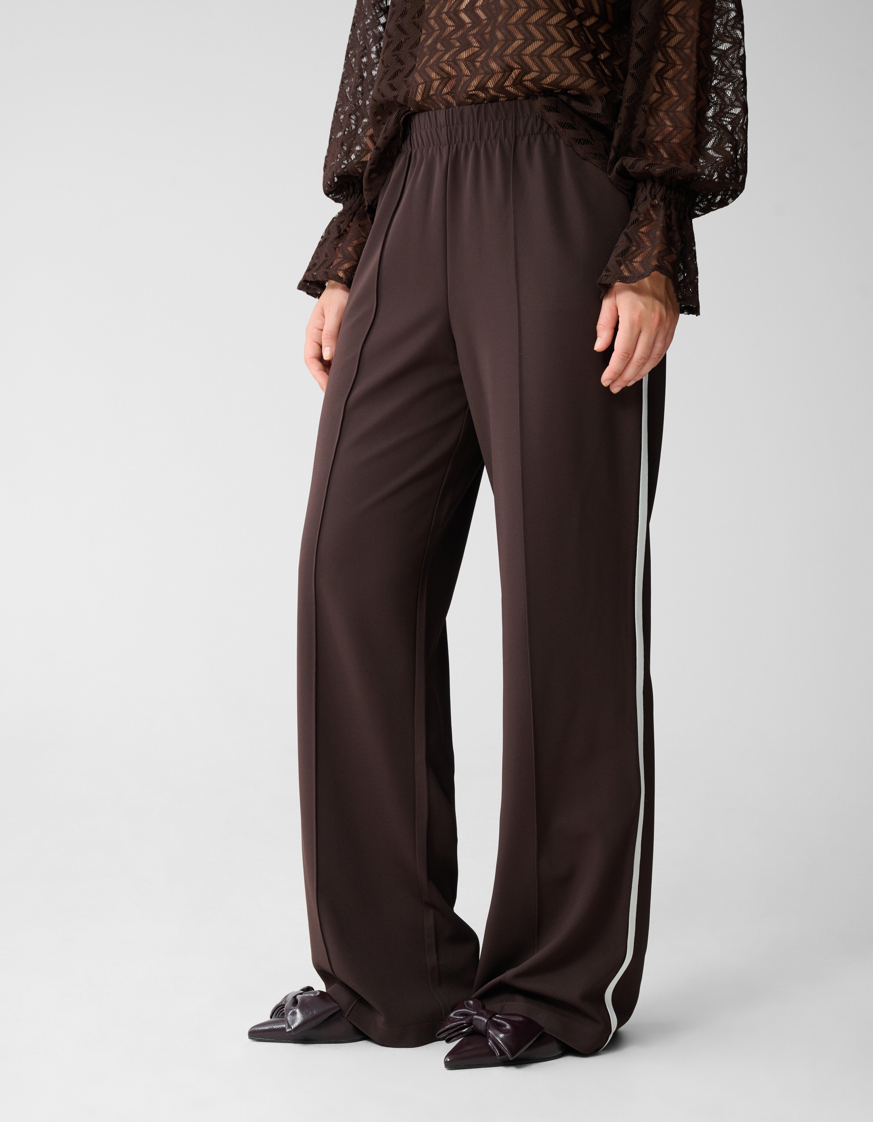 Sporty Wide Leg Broek Donkerbruin SHOEBY WOMEN