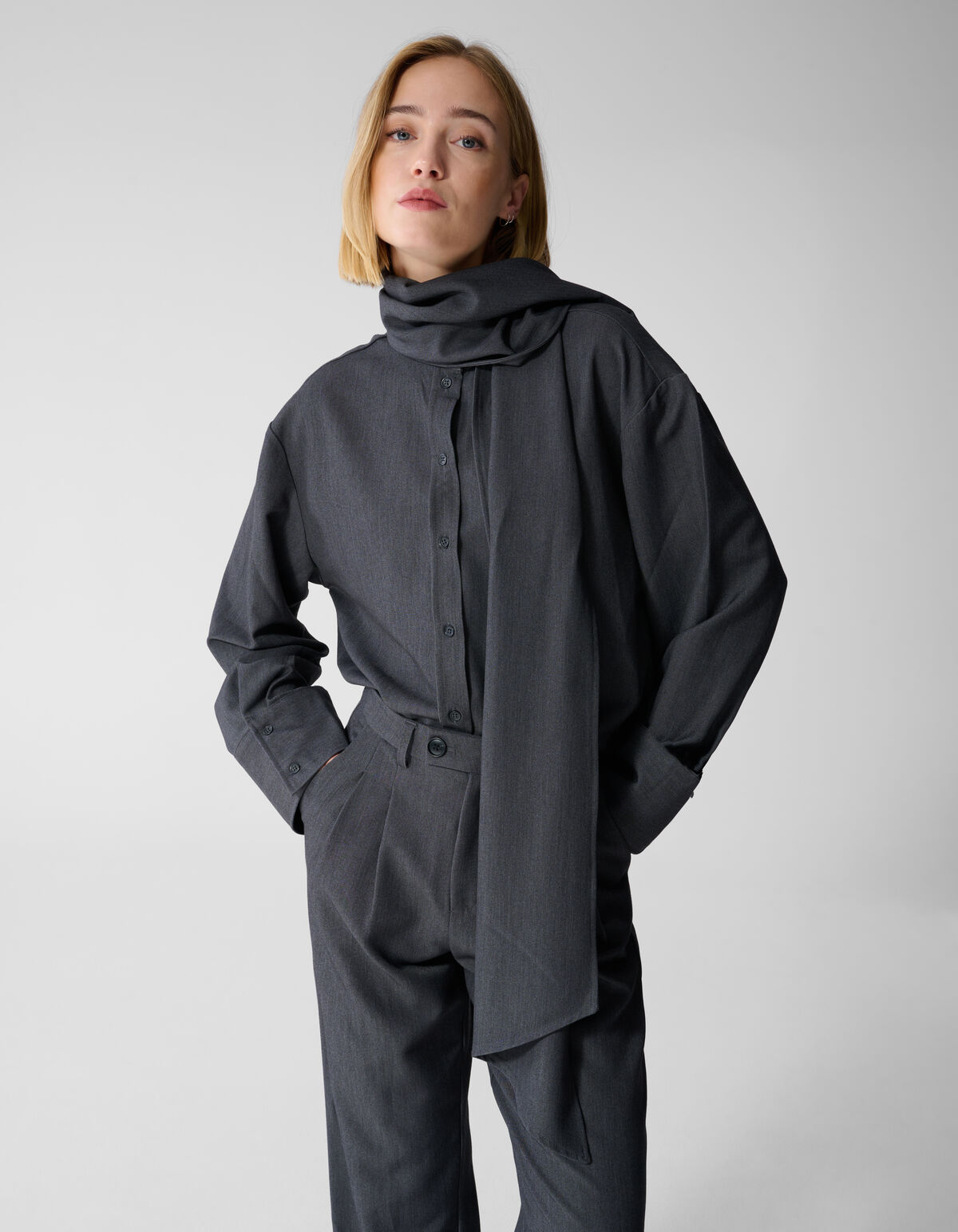 Oversized Tailored Blouse Donkergrijs By Lonneke SHOEBY WOMEN