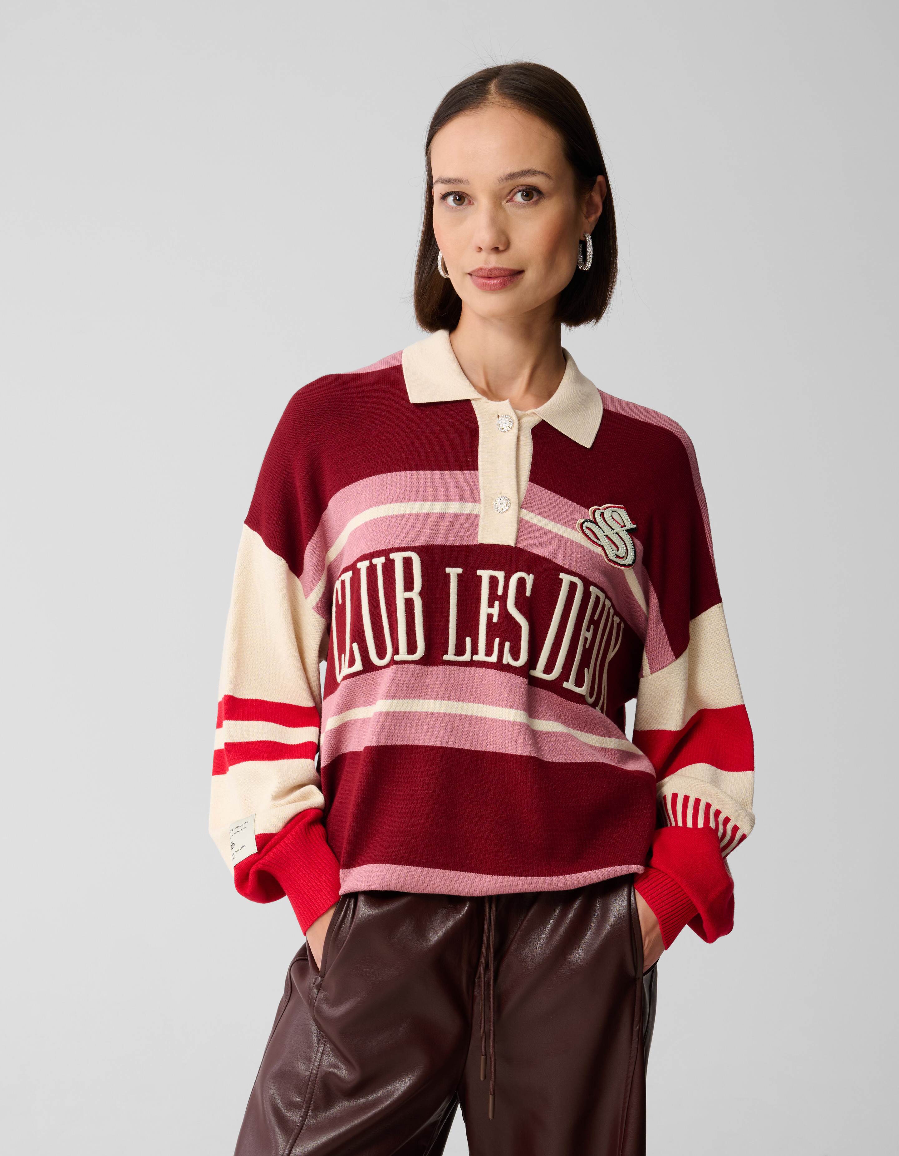 Oversized Rugby Knit Trui Roze SHOEBY WOMEN