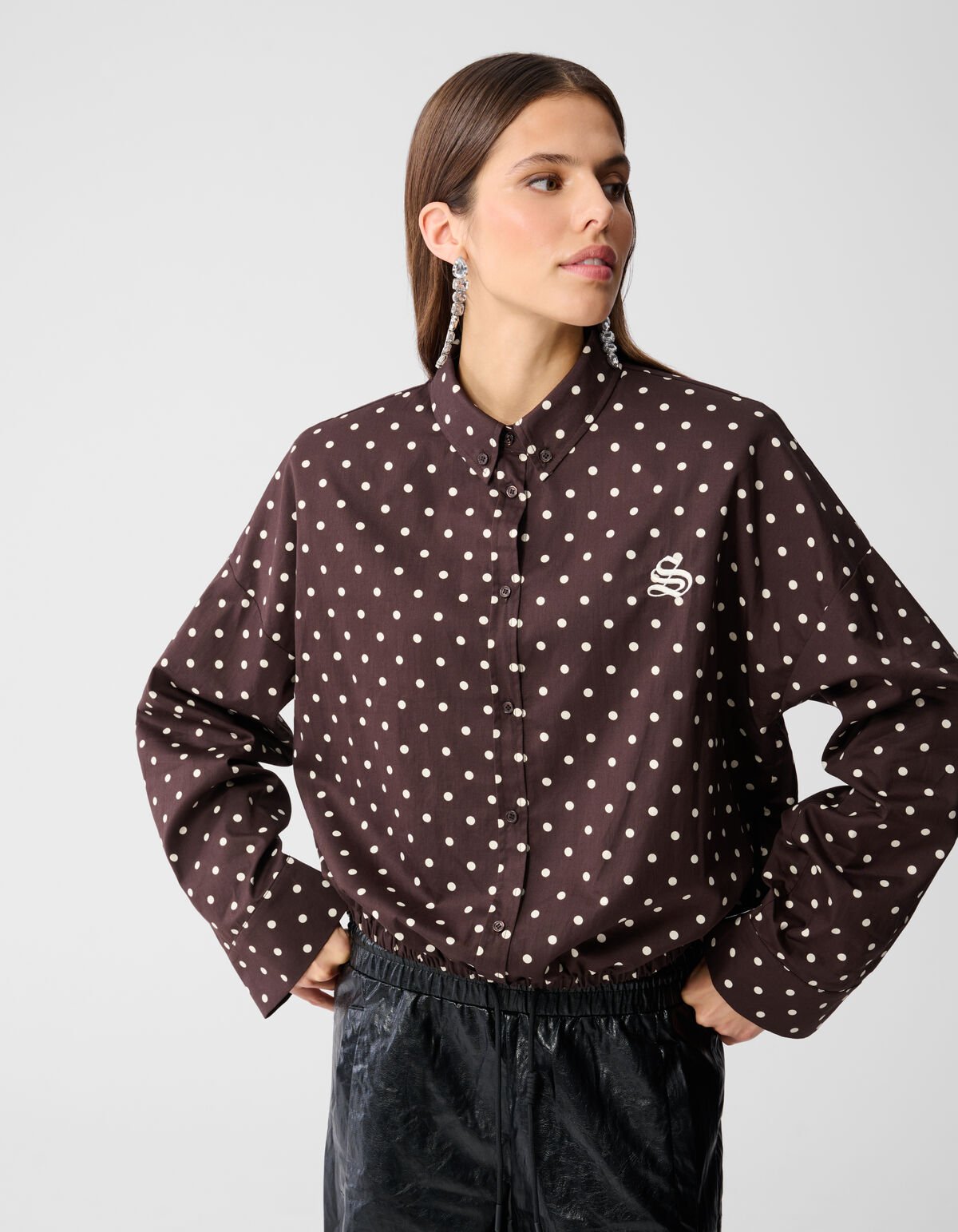 Polkadot Blouse Donkerbruin SHOEBY WOMEN