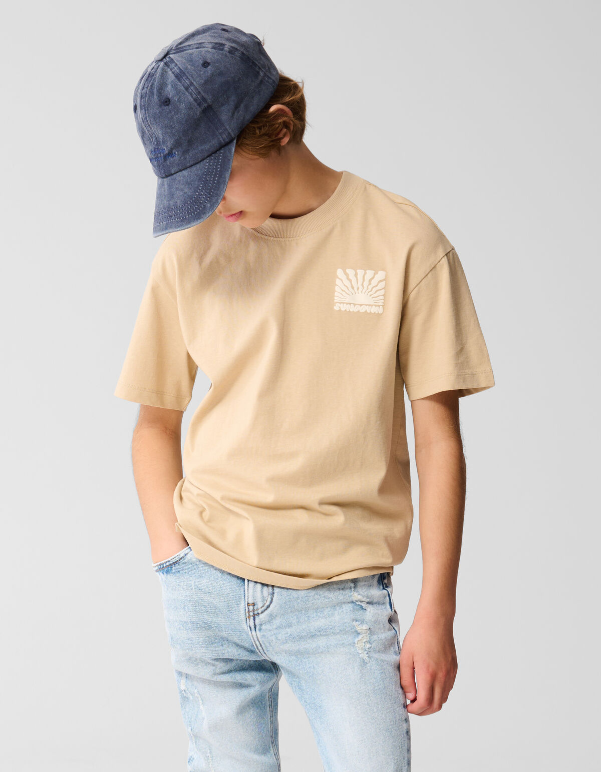 Sun Artwork T-shirt Beige SHOEBY BOYS