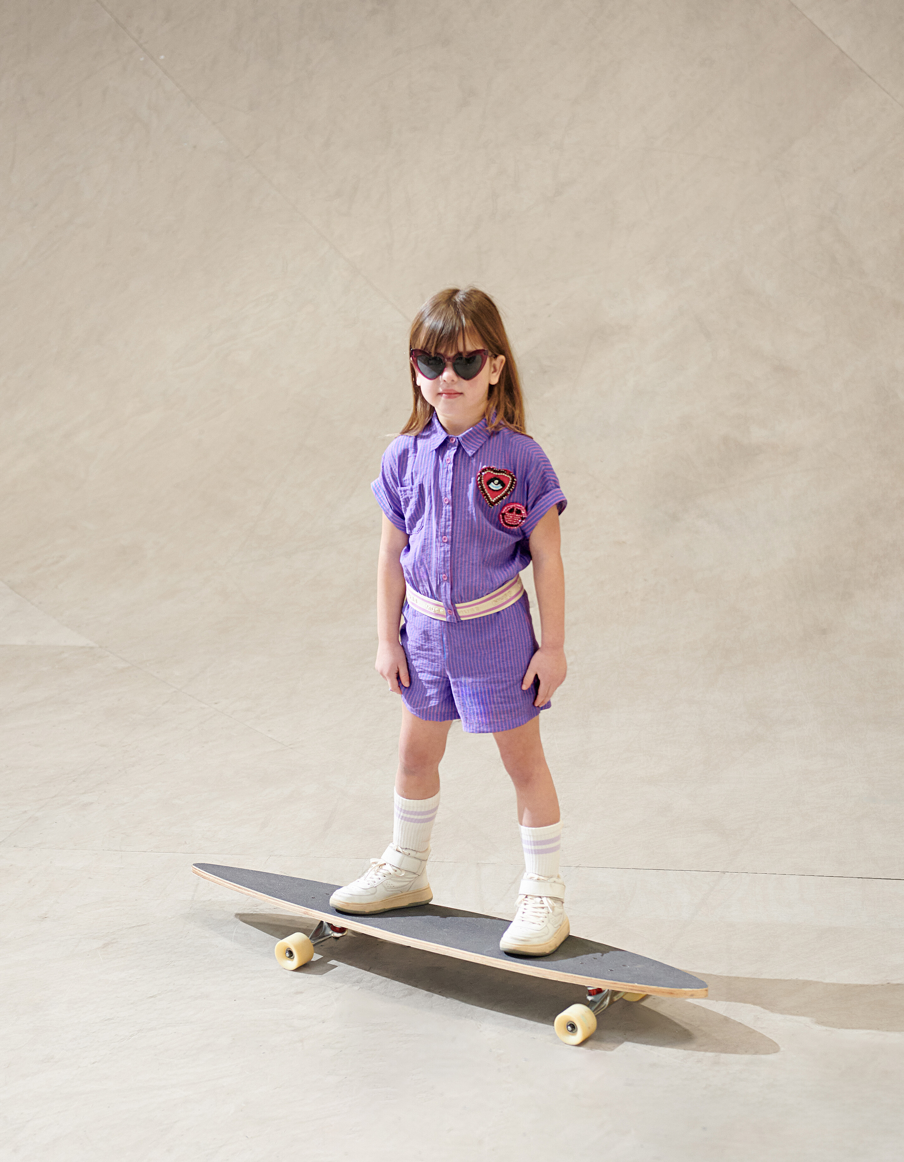 Poplin Pinstripe Short Paars SHOEBY GIRLS