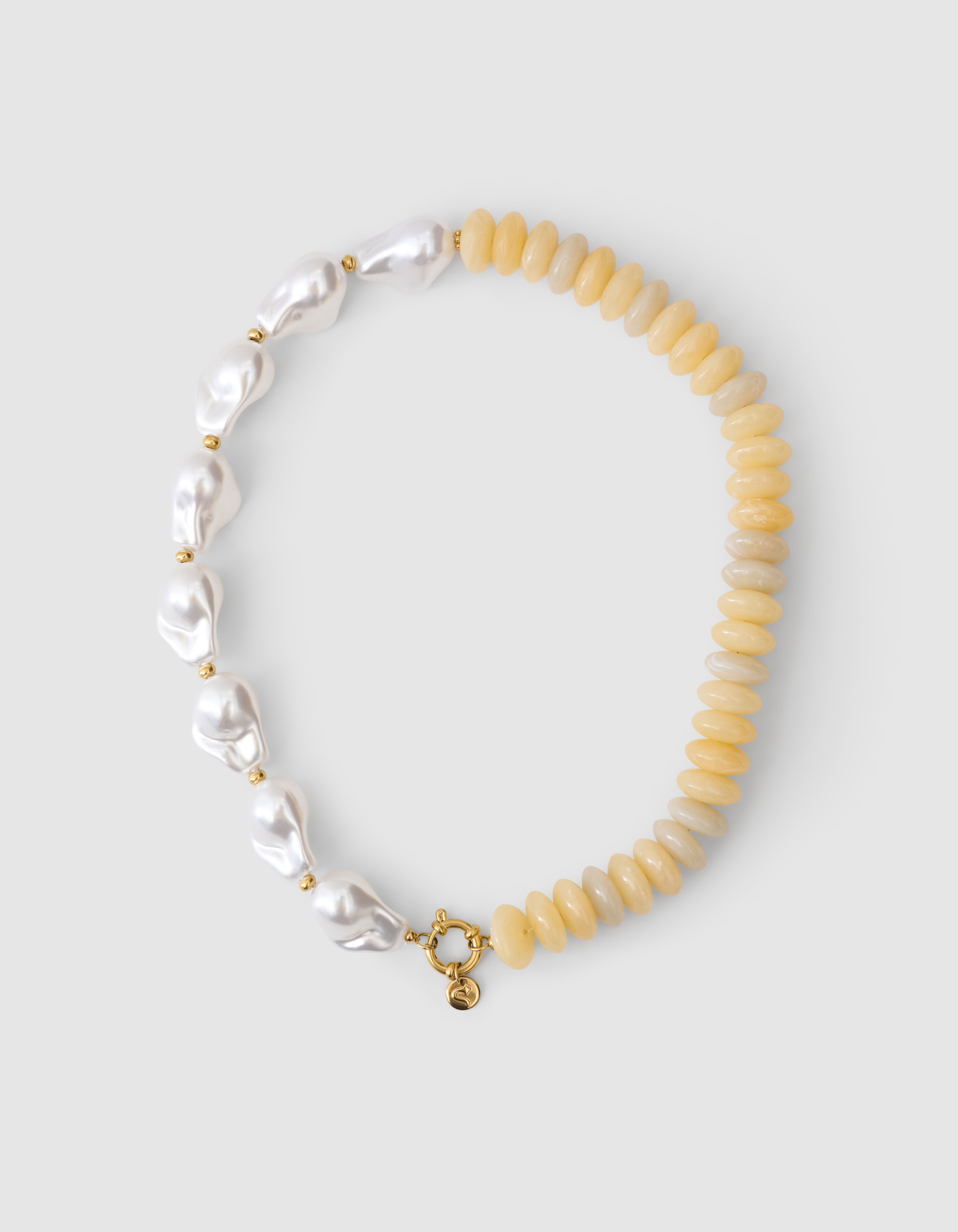 Pearl Stone Ketting Lichtgeel | Shoeby