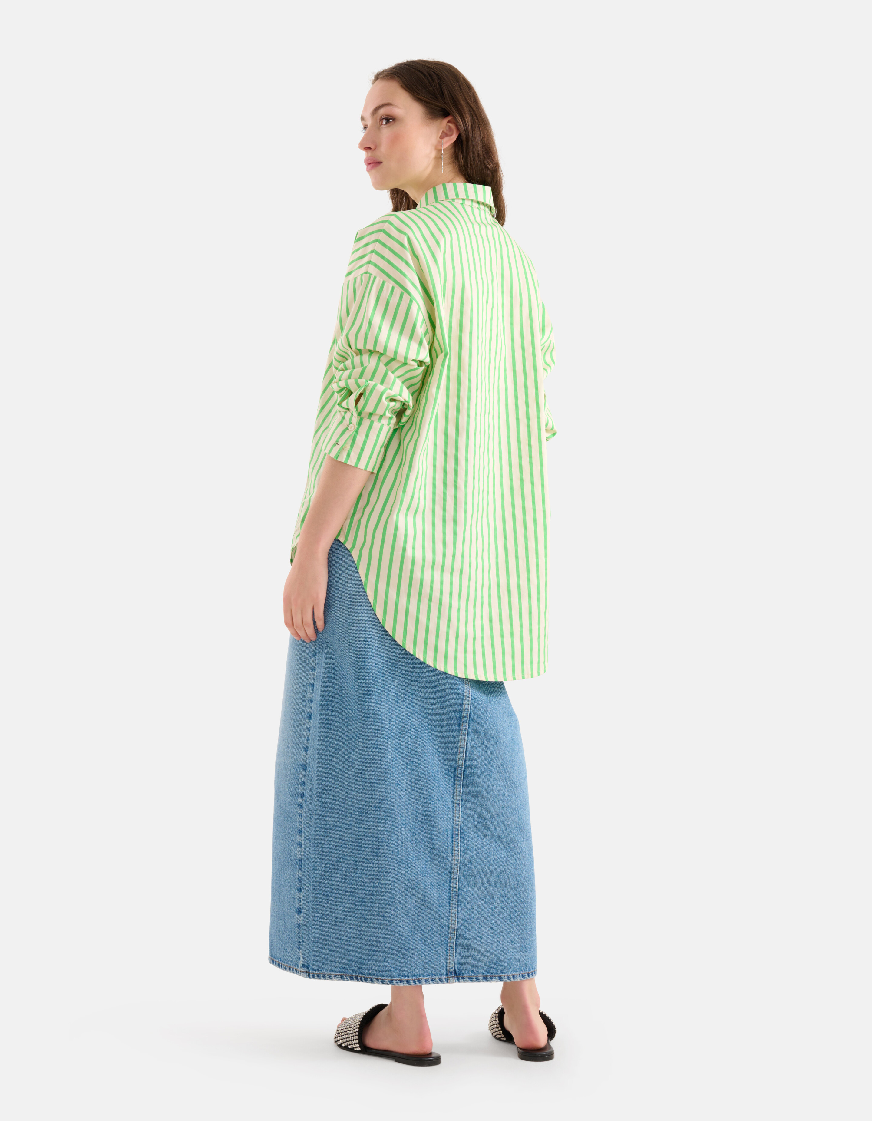 Pinstripe Blouse Groen SHOEBY WOMEN