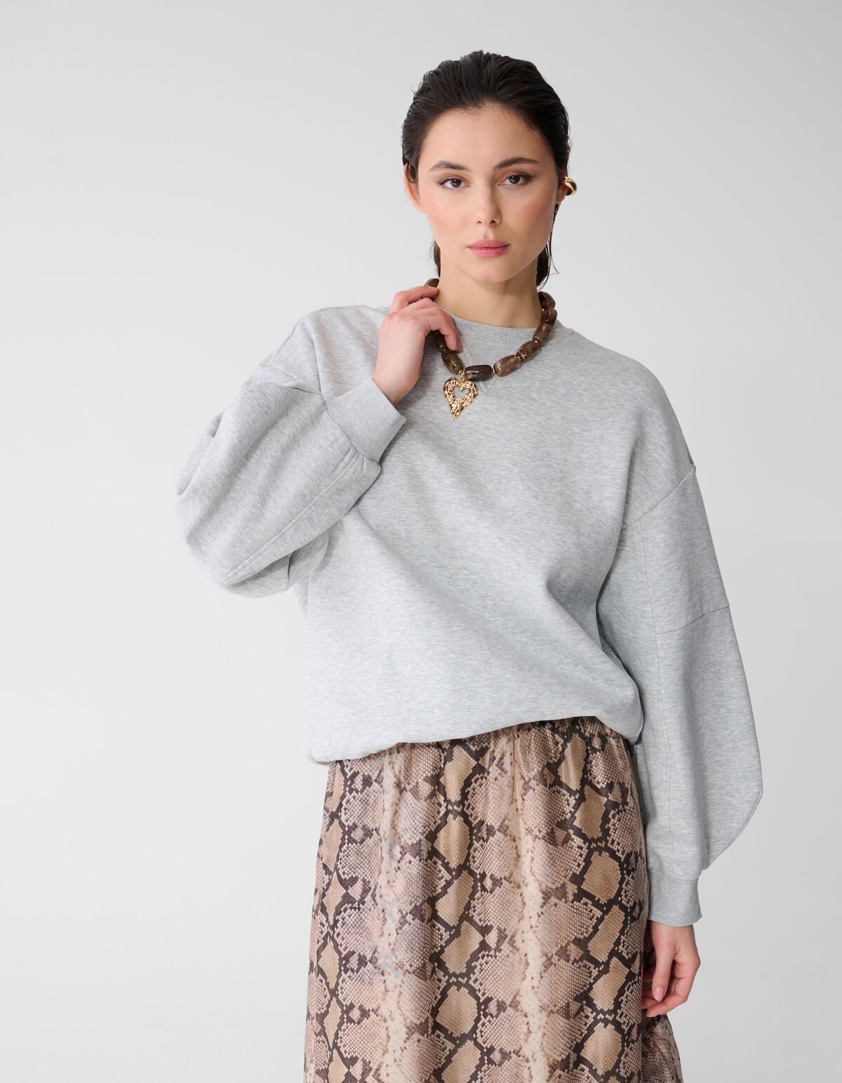 Oversized Big Sleeve Sweater Lichtgrijs SHOEBY WOMEN