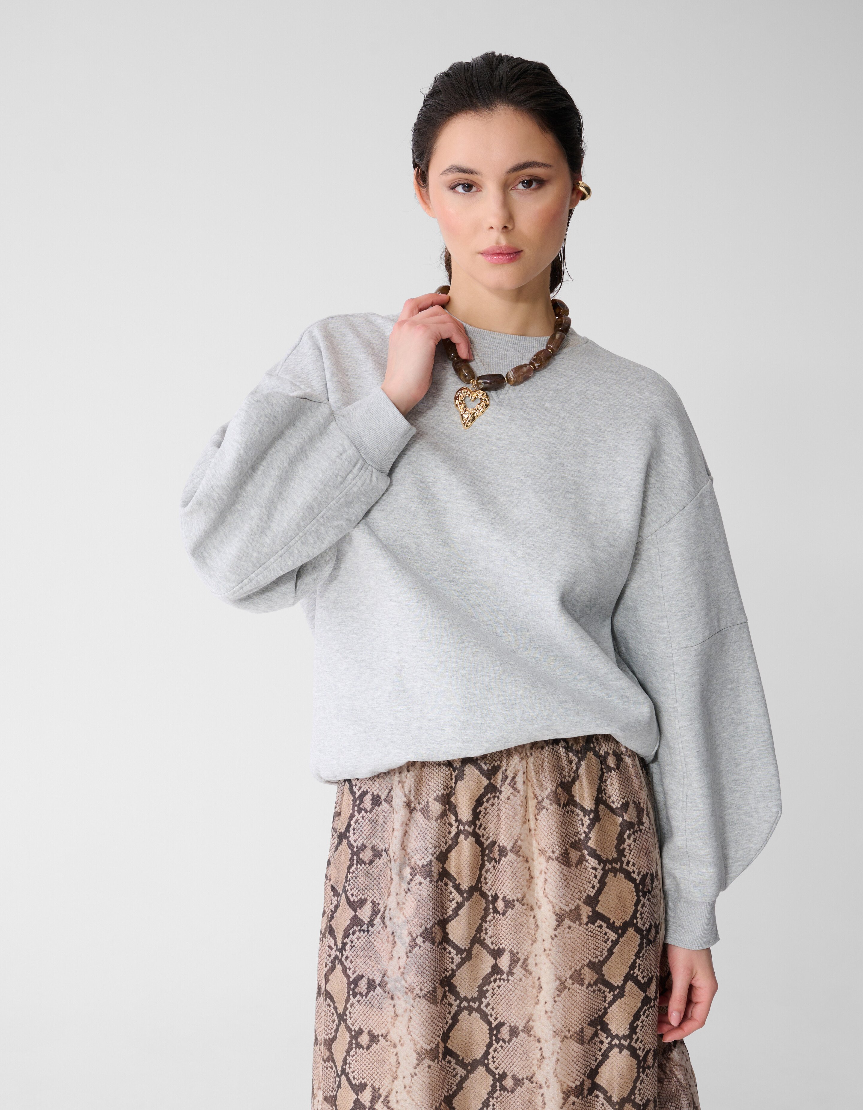 Oversized Big Sleeve Sweater Lichtgrijs SHOEBY WOMEN