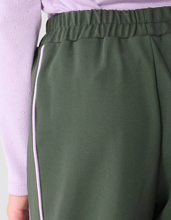 Piping Wide Leg Fit Broek Donkergroen SHOEBY GIRLS