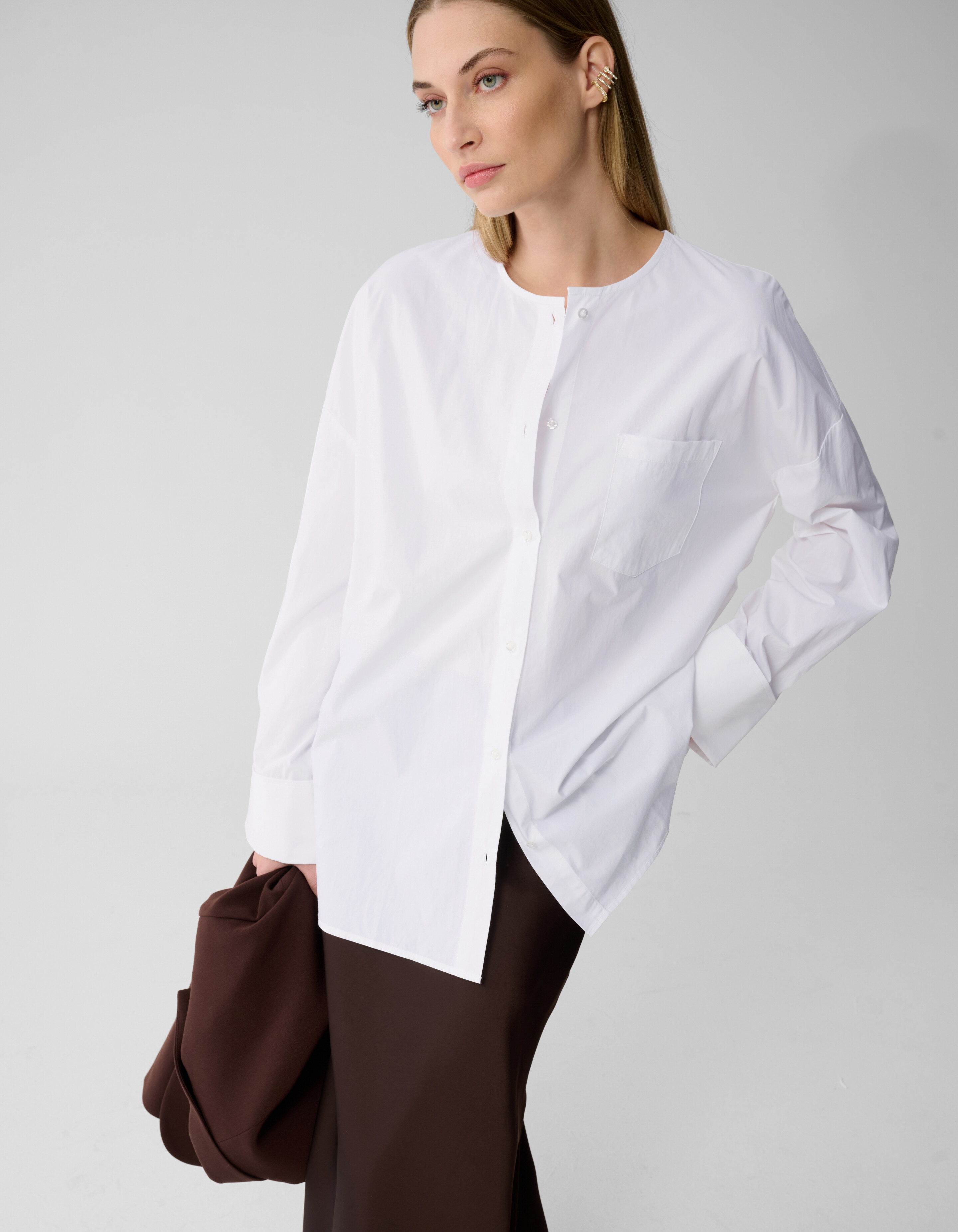 Oversized Collarless Blouse Wit By Lonneke SHOEBY WOMEN