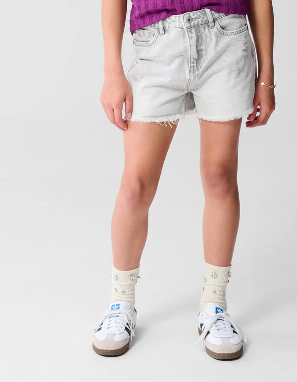 Destroy Denim Short Lichtgrijs SHOEBY GIRLS