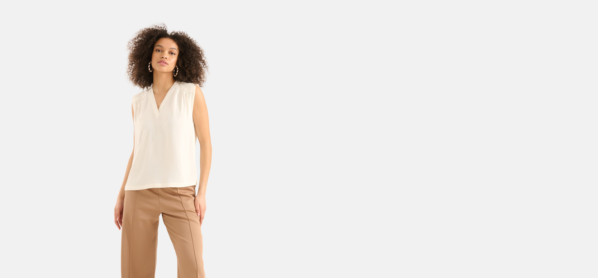 V-hals Top Gebroken Wit SHOEBY WOMEN