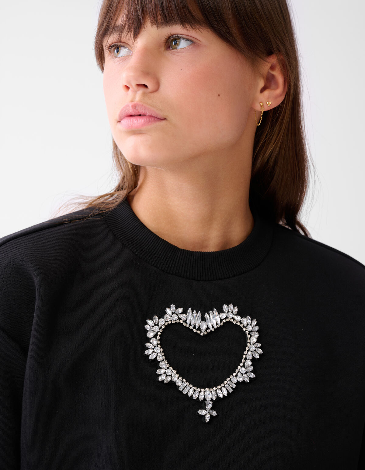 Strass Heart Sweater Zwart SHOEBY GIRLS