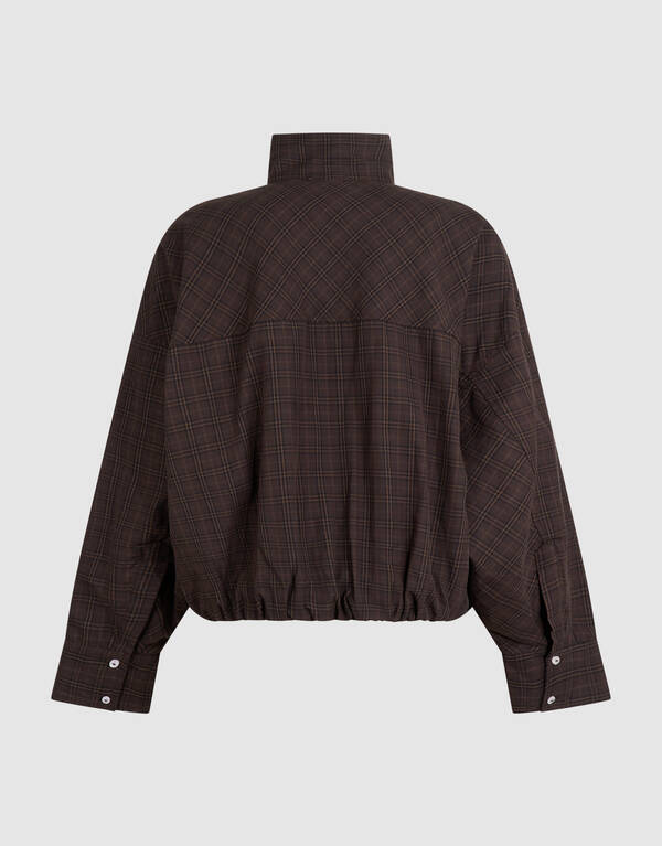 Check Bomber Blouse Donkerbruin SHOEBY WOMEN
