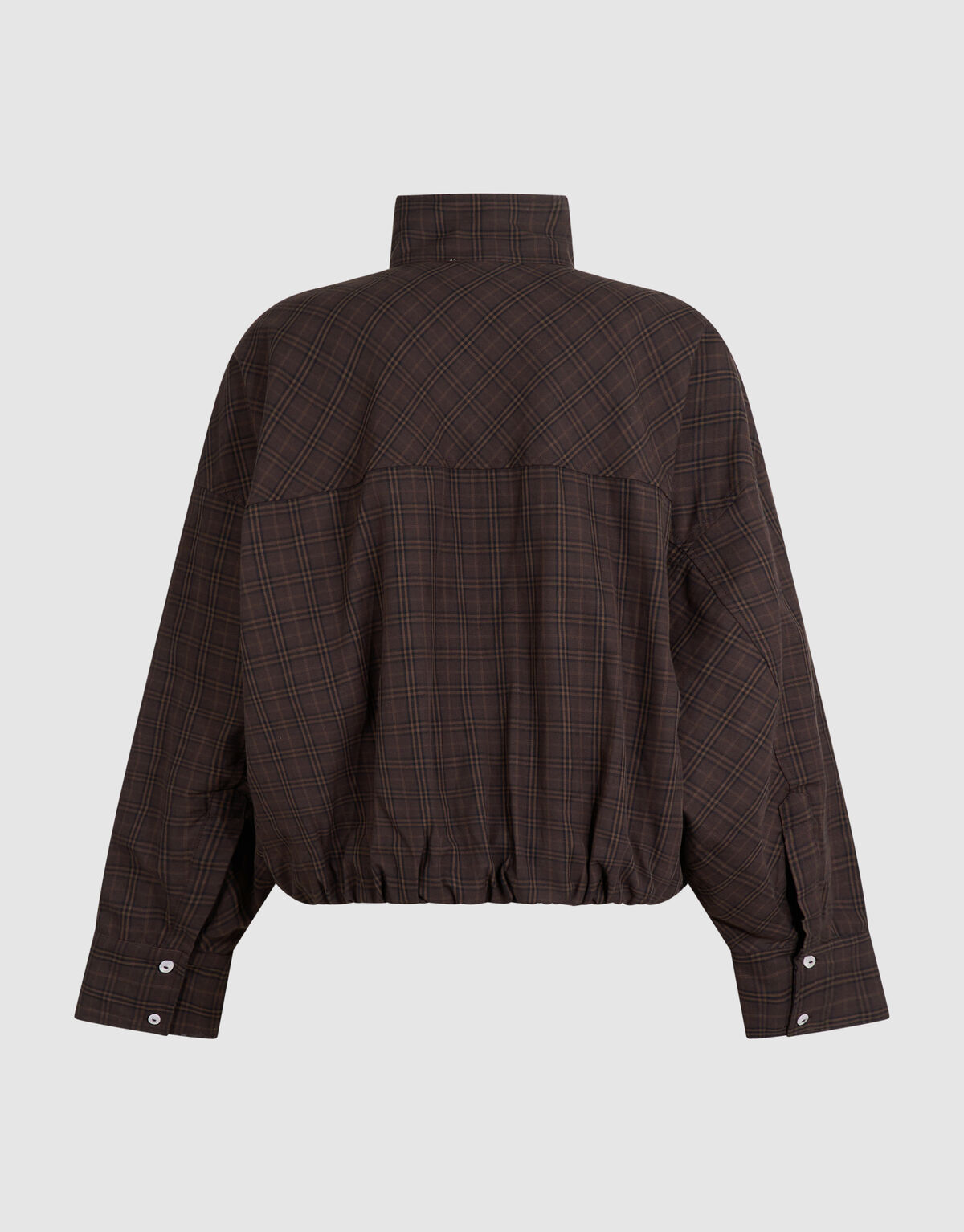 Check Bomber Blouse Donkerbruin SHOEBY WOMEN