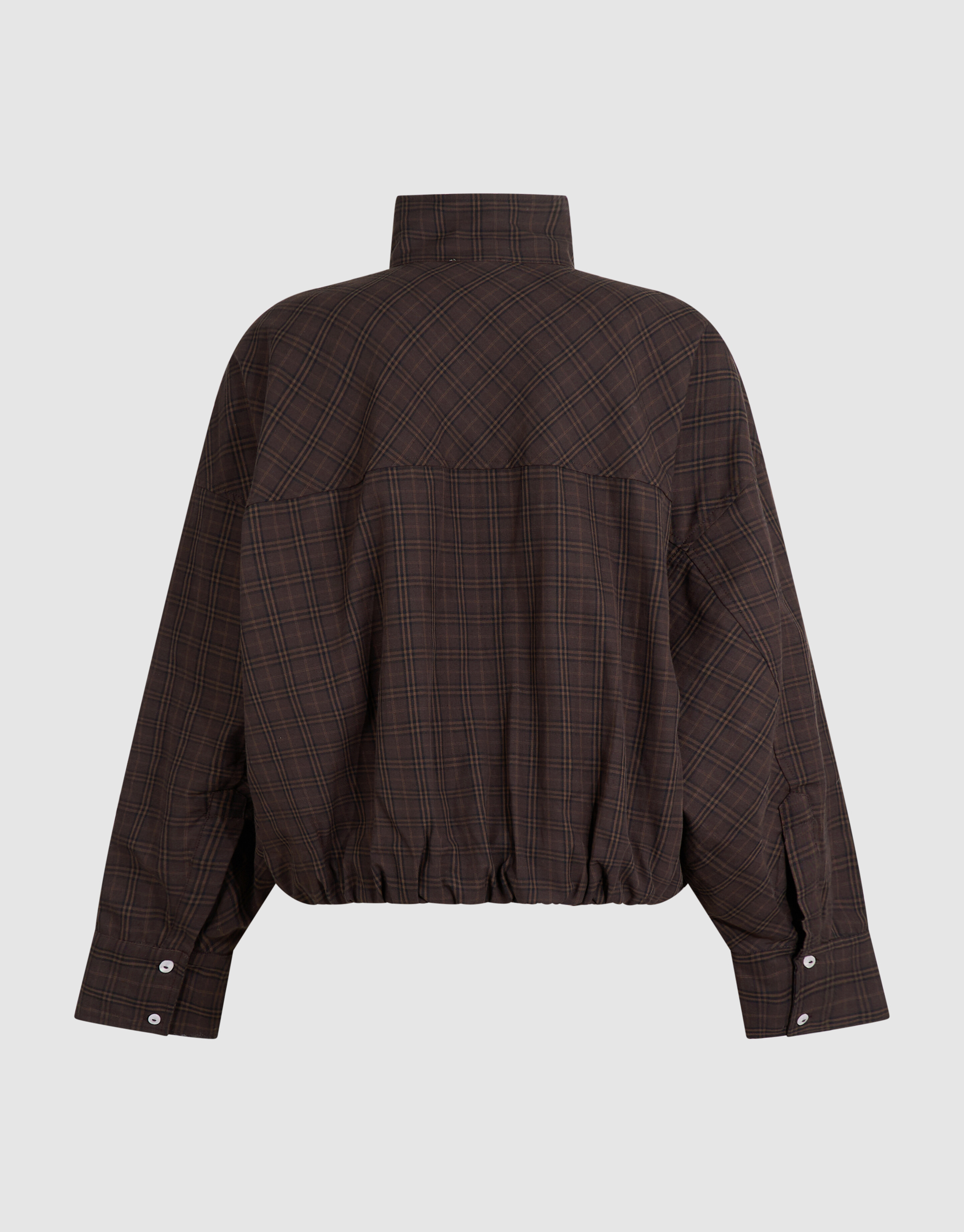 Check Bomber Blouse Donkerbruin SHOEBY WOMEN