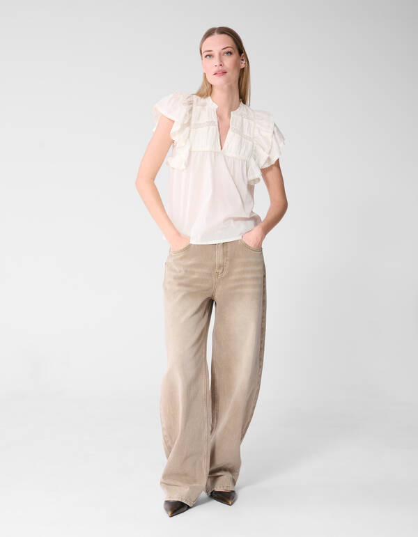 Kanten Ruffle Top Wit SHOEBY WOMEN