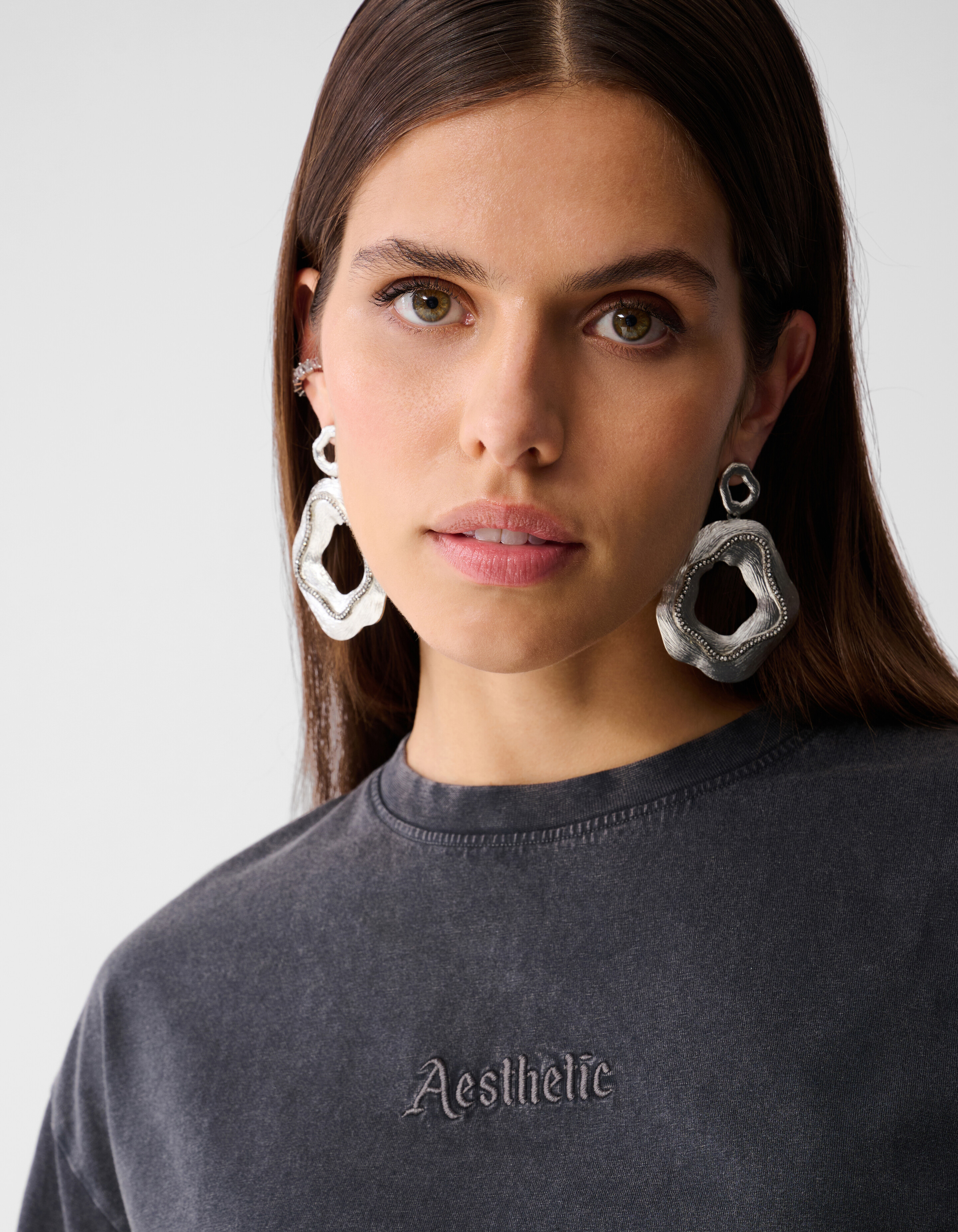 Aesthetic Washed T-shirt Donkergrijs SHOEBY WOMEN