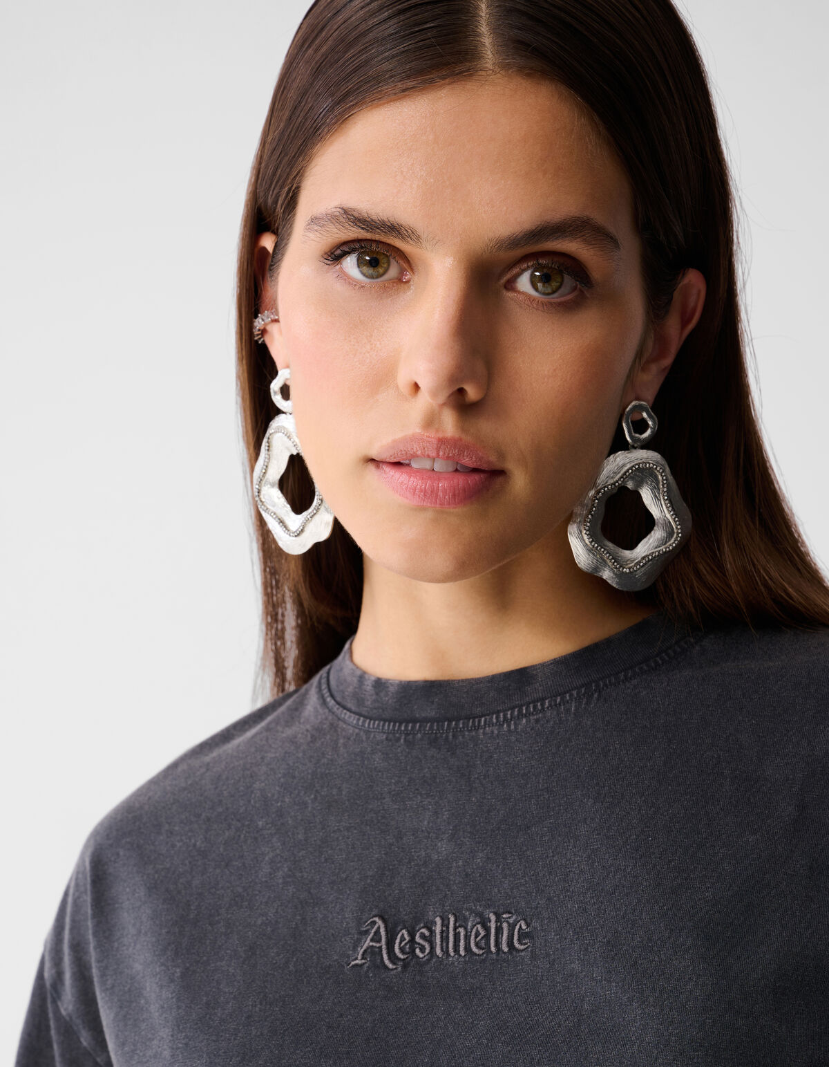 Aesthetic Washed T-shirt Donkergrijs SHOEBY WOMEN