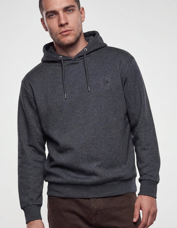 Embroidery Hoodie Donkergrijs SHOEBY MEN