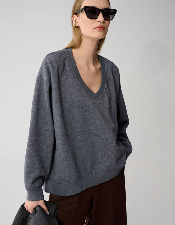 Oversized V-hals Sweater Donkergrijs By Lonneke SHOEBY WOMEN