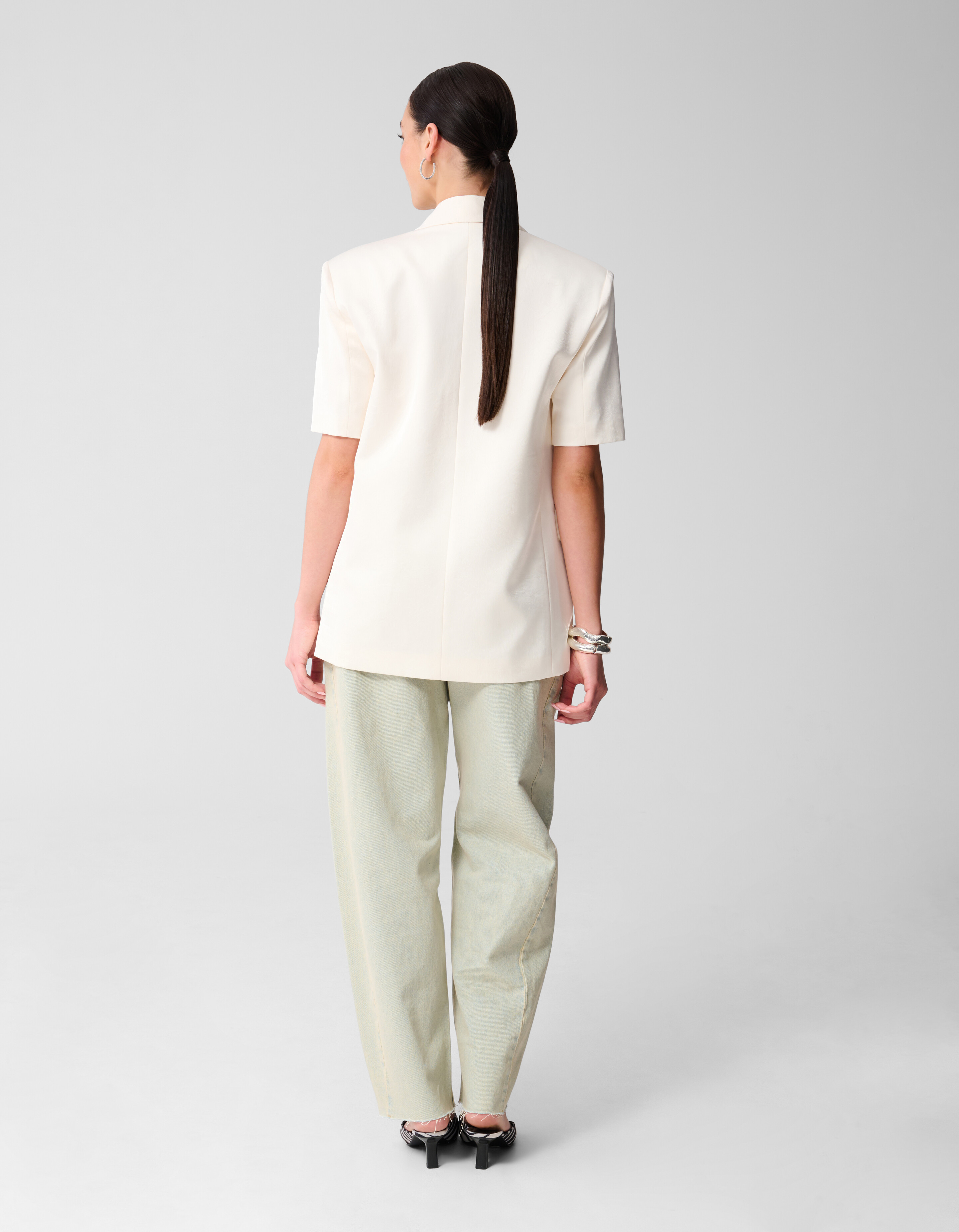 Short Sleeve Blazer Gebroken Wit SHOEBY WOMEN