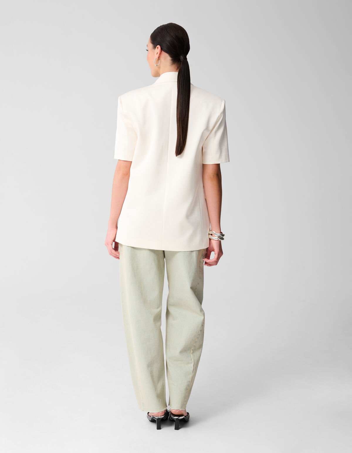 Short Sleeve Blazer Gebroken Wit SHOEBY WOMEN