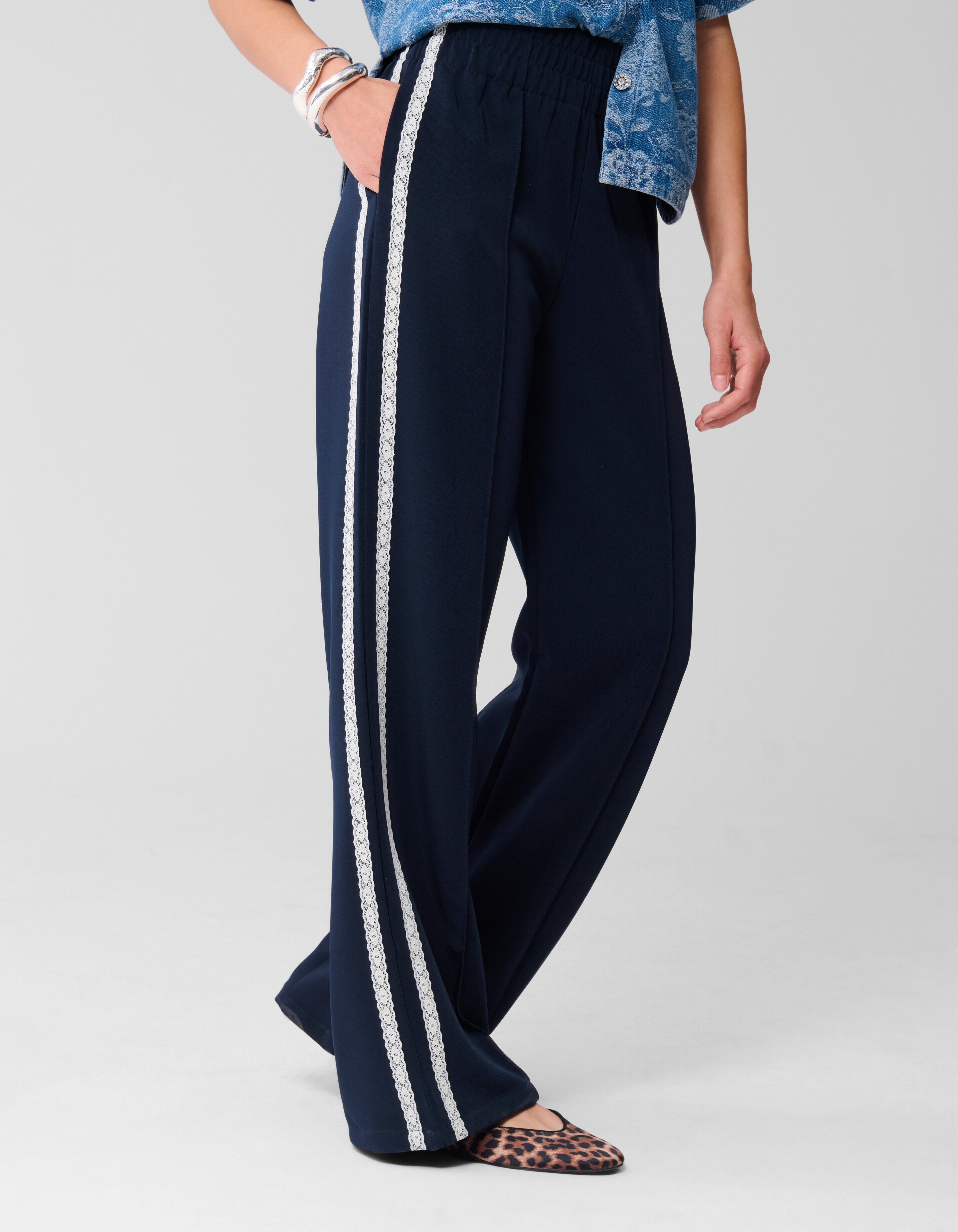 Sporty Wide Leg Broek Donkerblauw SHOEBY WOMEN