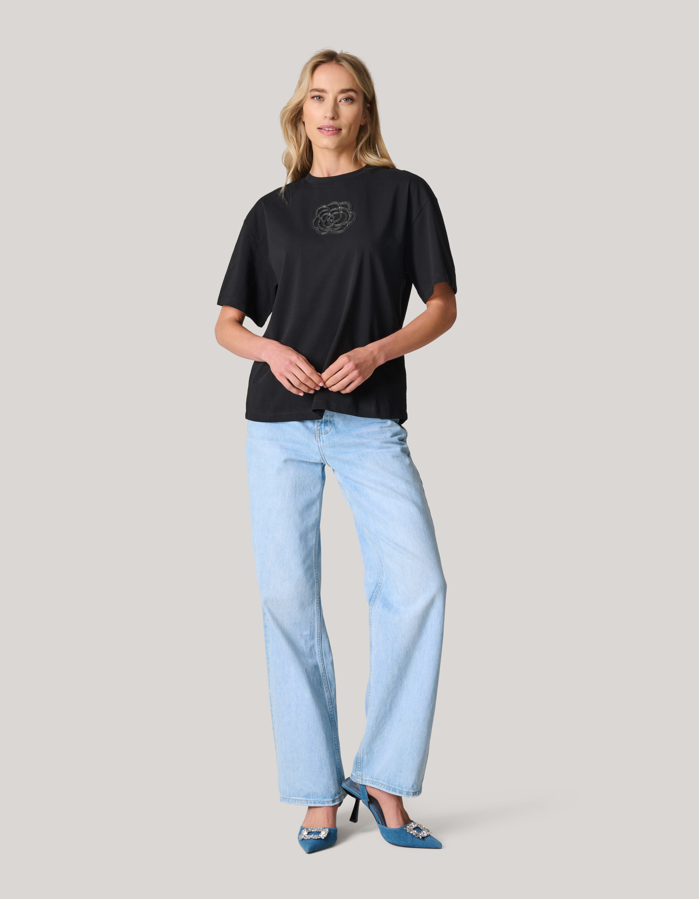 Artwork Strass T-shirt Zwart SHOEBY WOMEN
