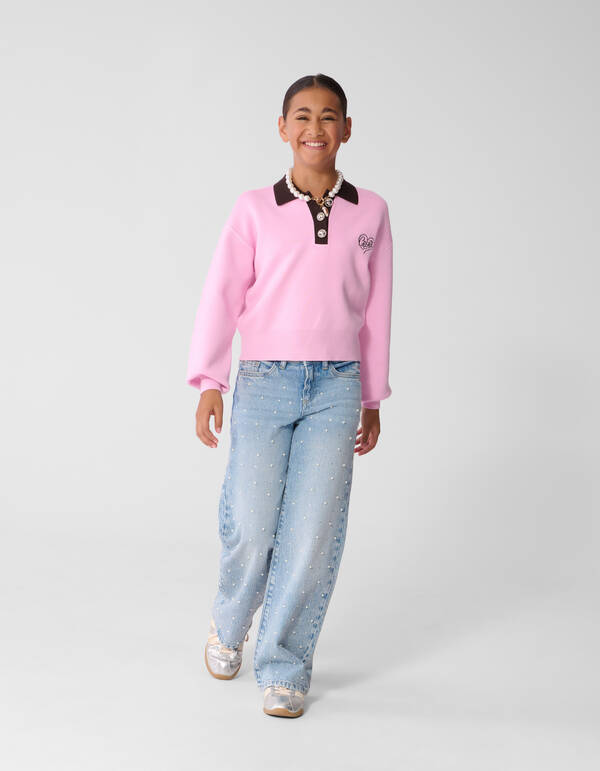 Create Gebreide Polo Roze/Bruin SHOEBY GIRLS