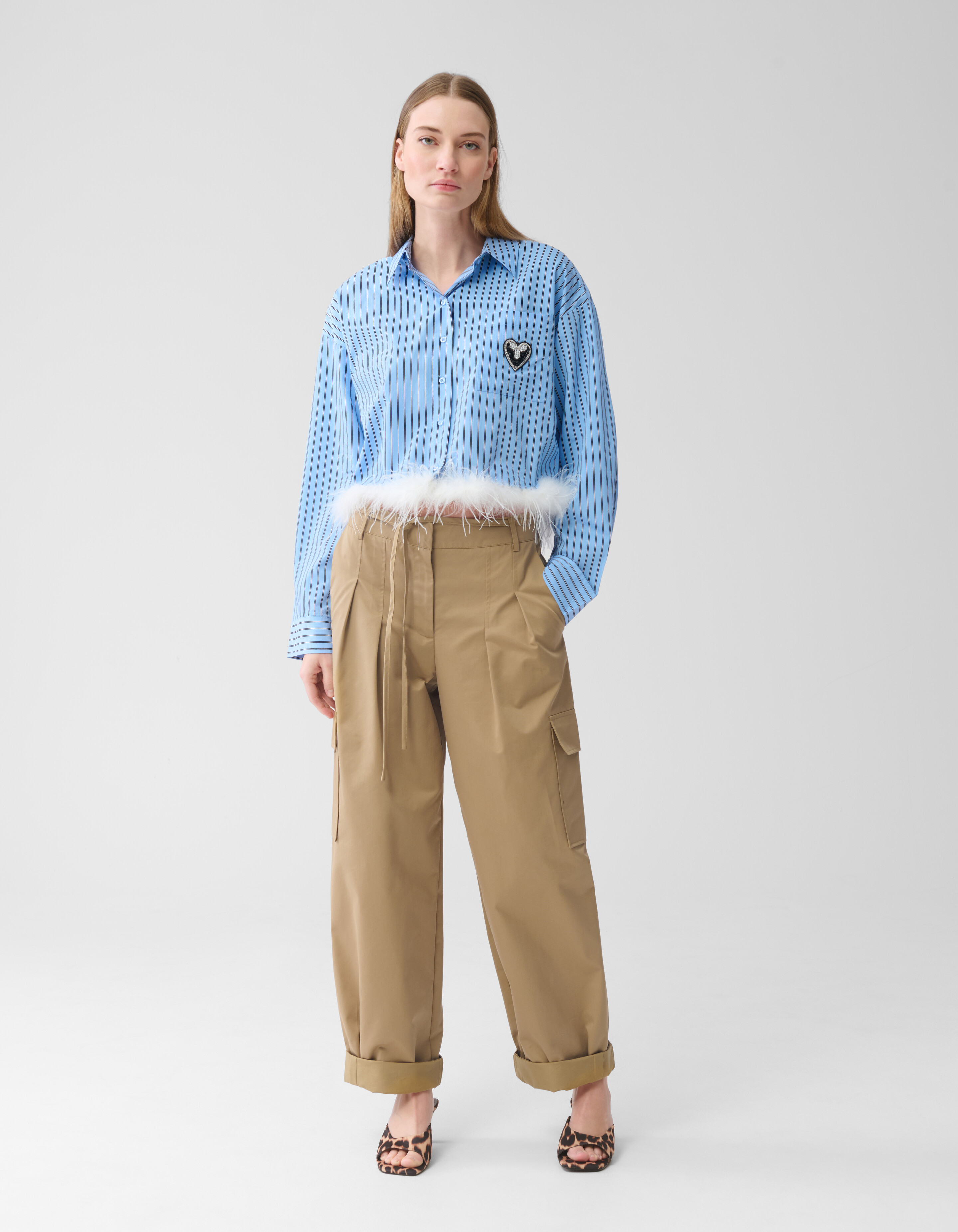 Feather Cropped Blouse Lichtblauw SHOEBY WOMEN