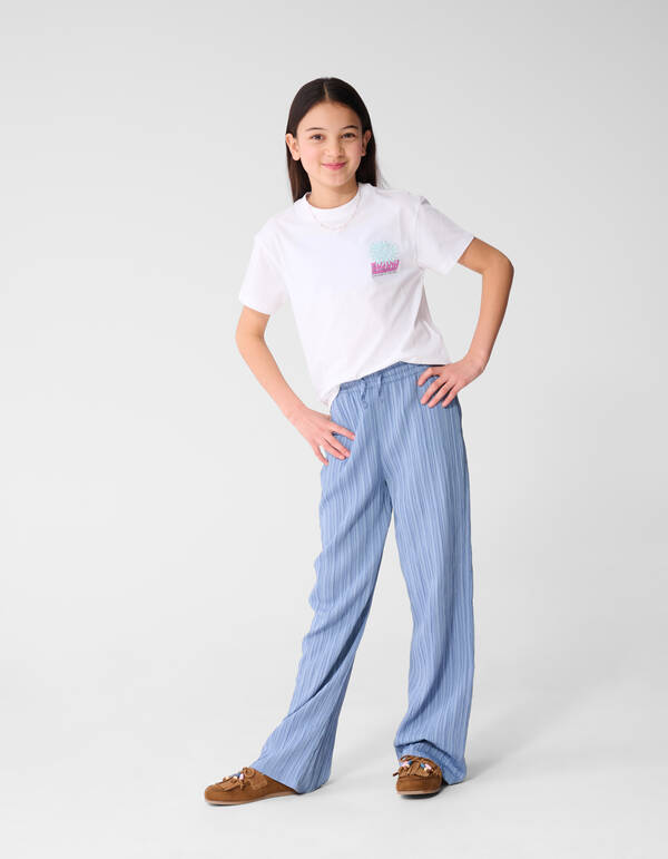 Extra Crinkle Wide Leg Broek Blauw SHOEBY GIRLS