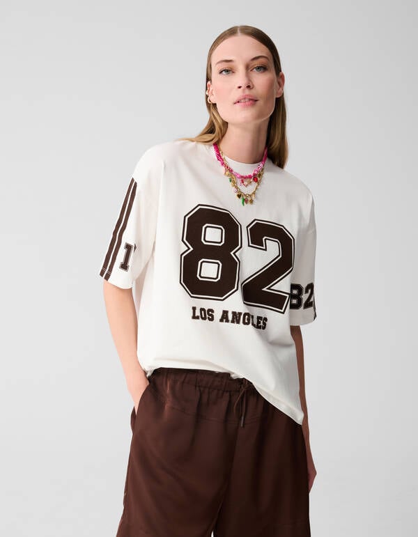 Oversized Varsity T-shirt Wit SHOEBY WOMEN