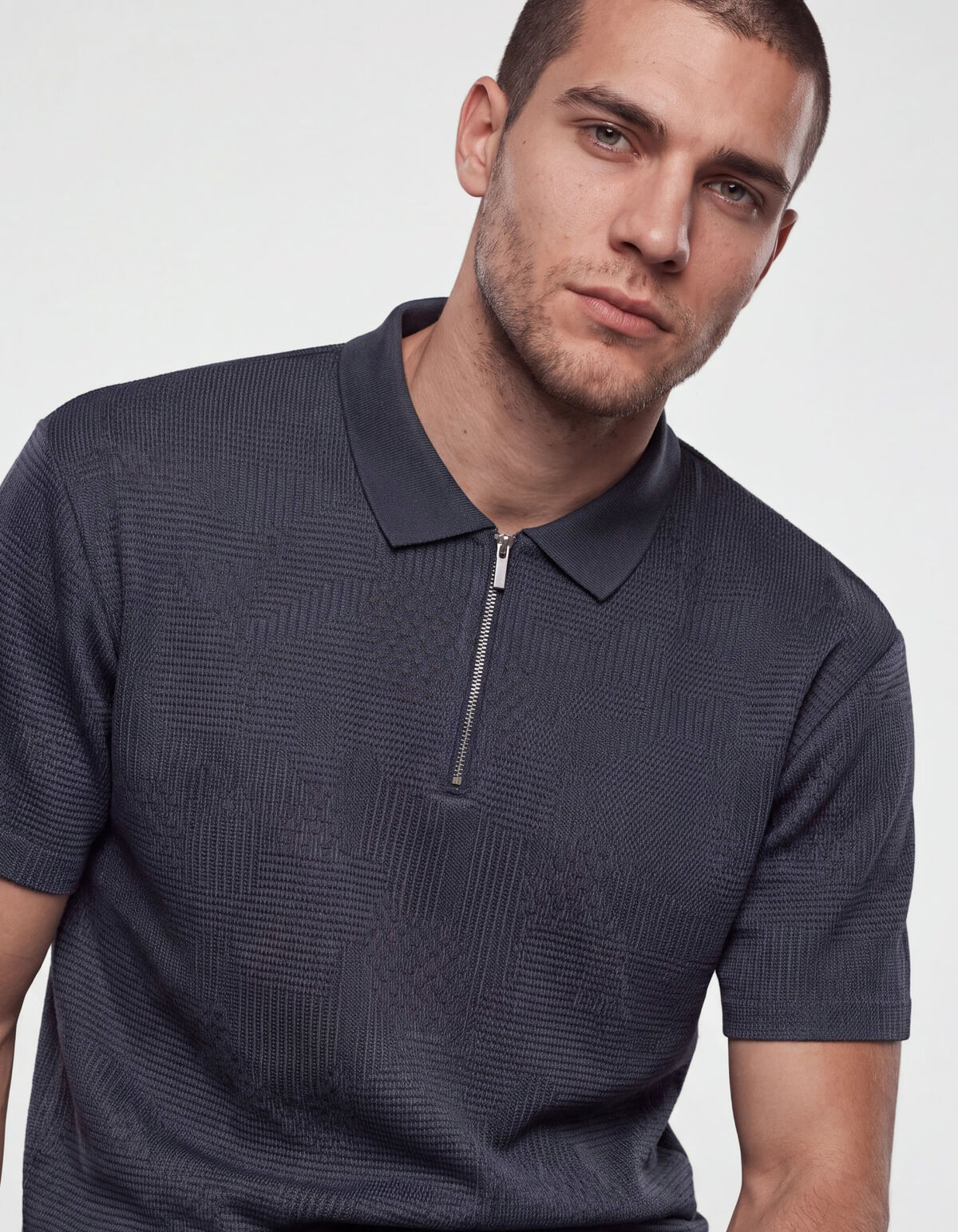 Structuur Zipper Polo Zand SHOEBY MEN