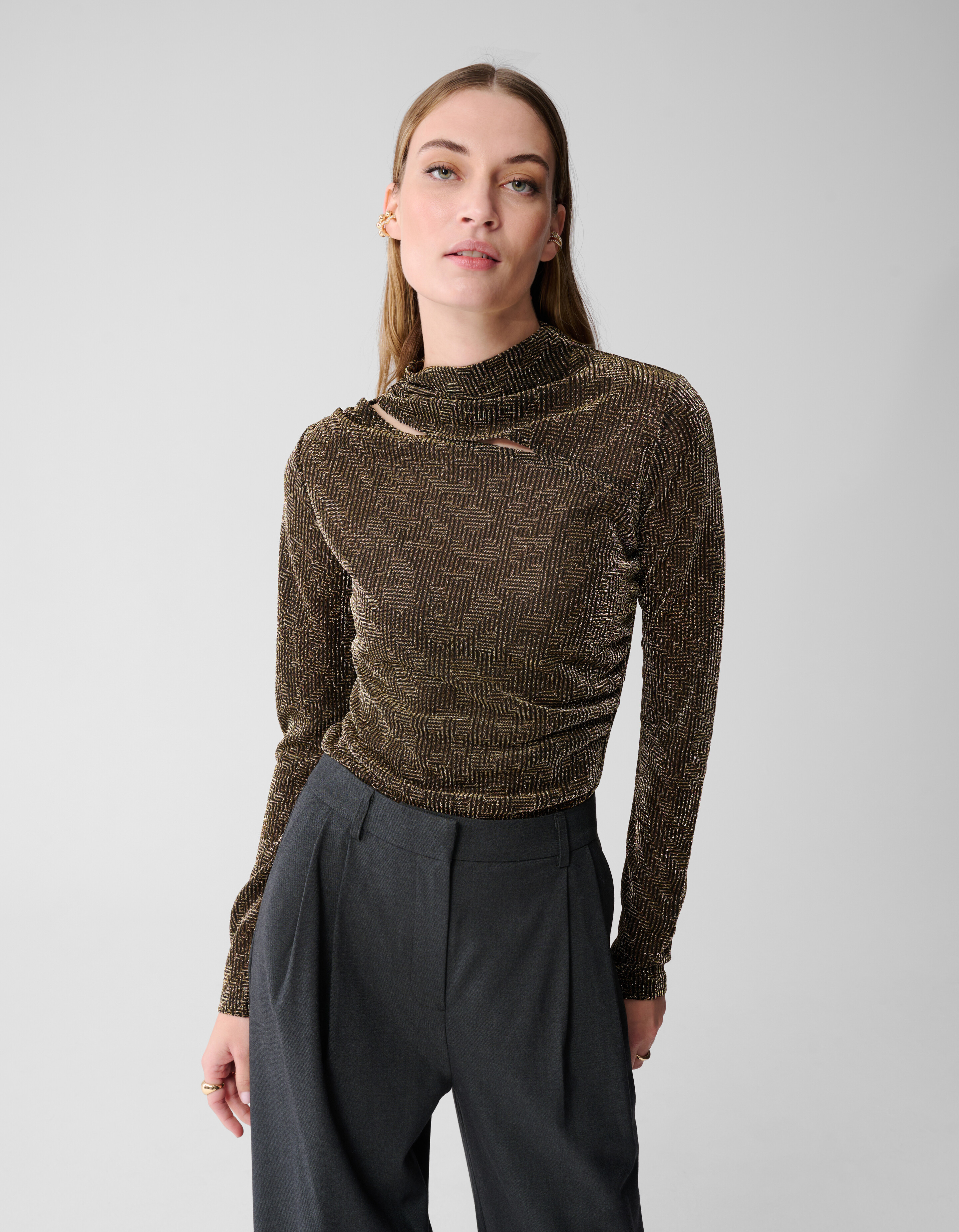 Glitter Cut Out Top Goud SHOEBY WOMEN