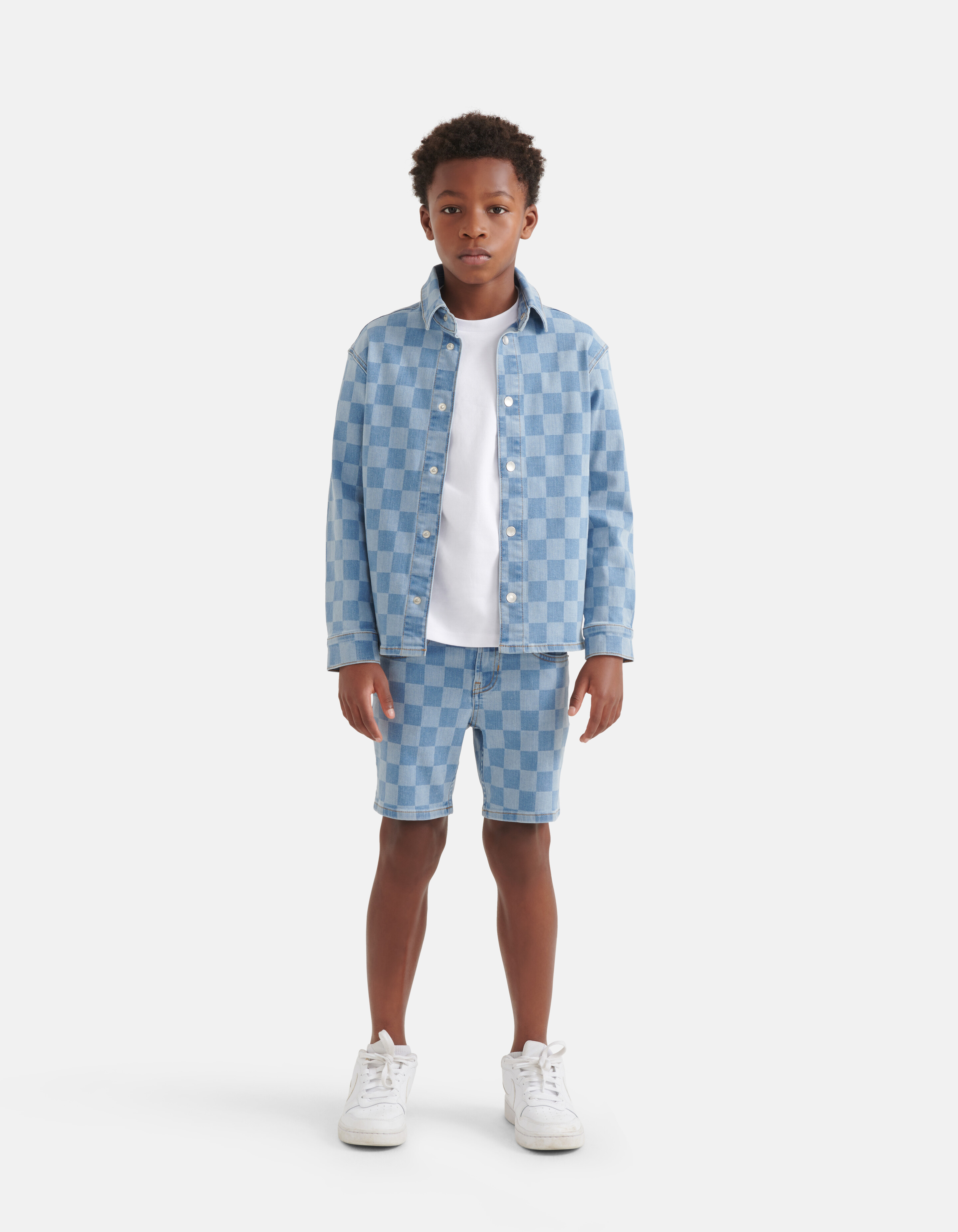 Check Denim Overshirt Mediumstone SHOEBY BOYS