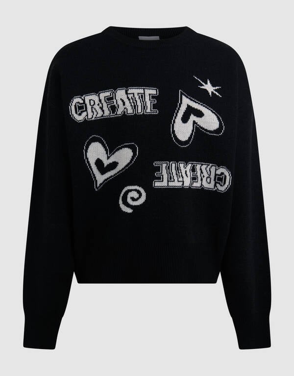 Gebreide Create Artwork Trui Zwart SHOEBY GIRLS