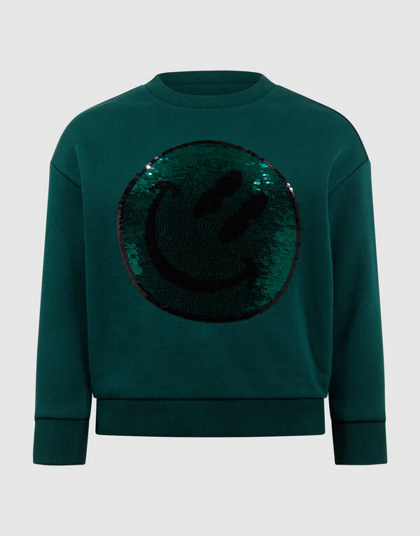 Two Way Sequin Sweater Donkergroen SHOEBY BOYS