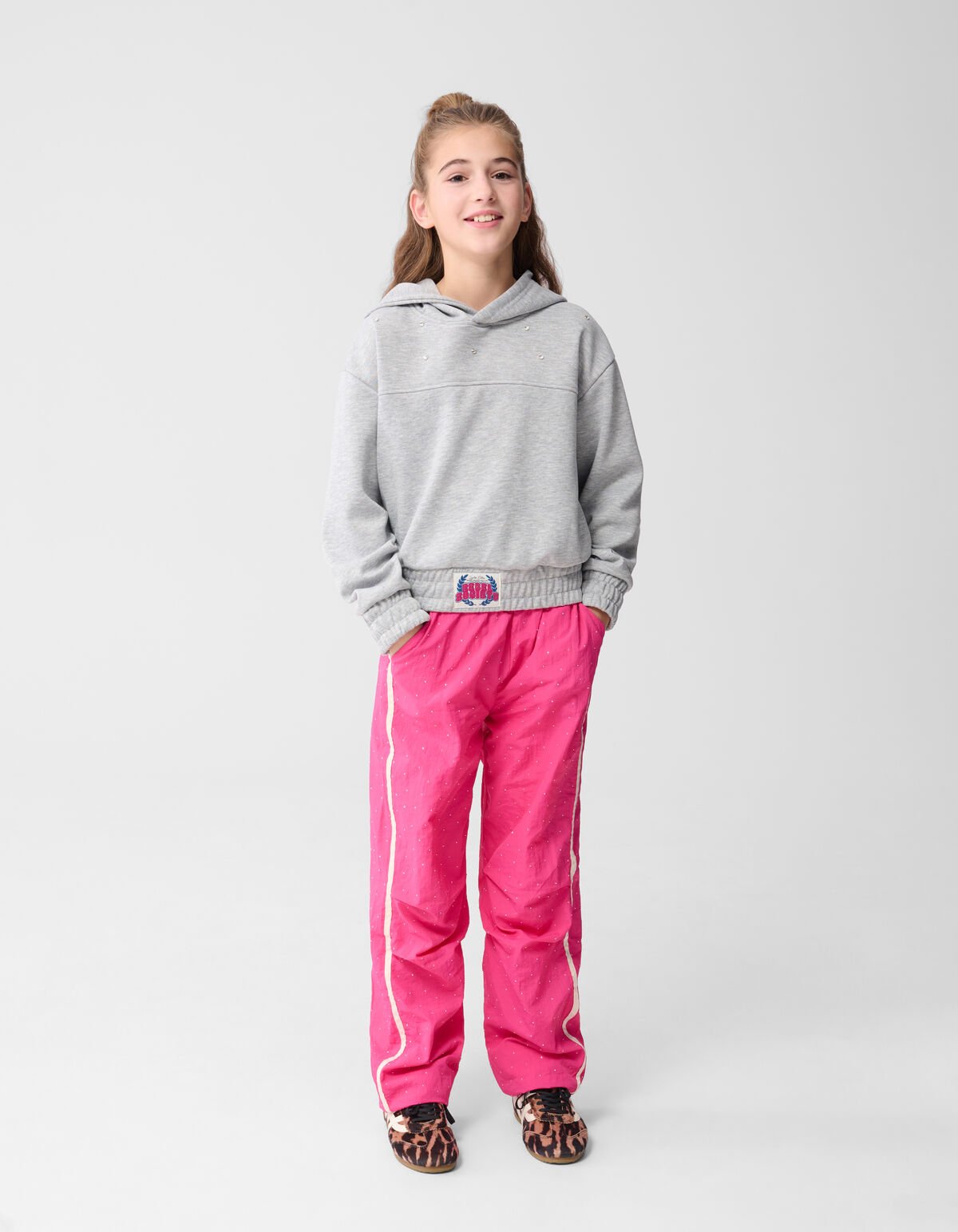 Strass Sporty Wide Leg Fit Broek Roze SHOEBY GIRLS