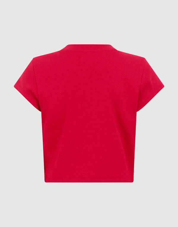 Rib Les Fraises Crop Top Rood SHOEBY GIRLS