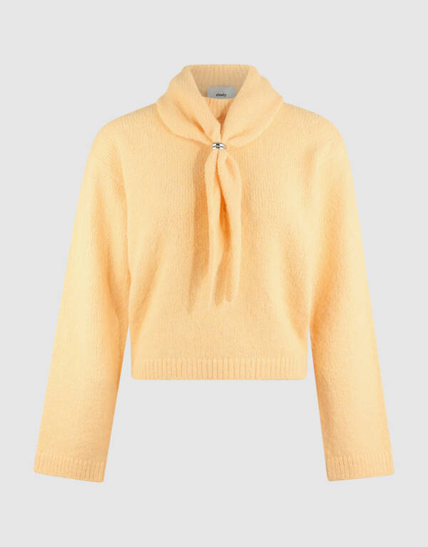 Fluffy Scarf Gebreide Trui Geel SHOEBY WOMEN