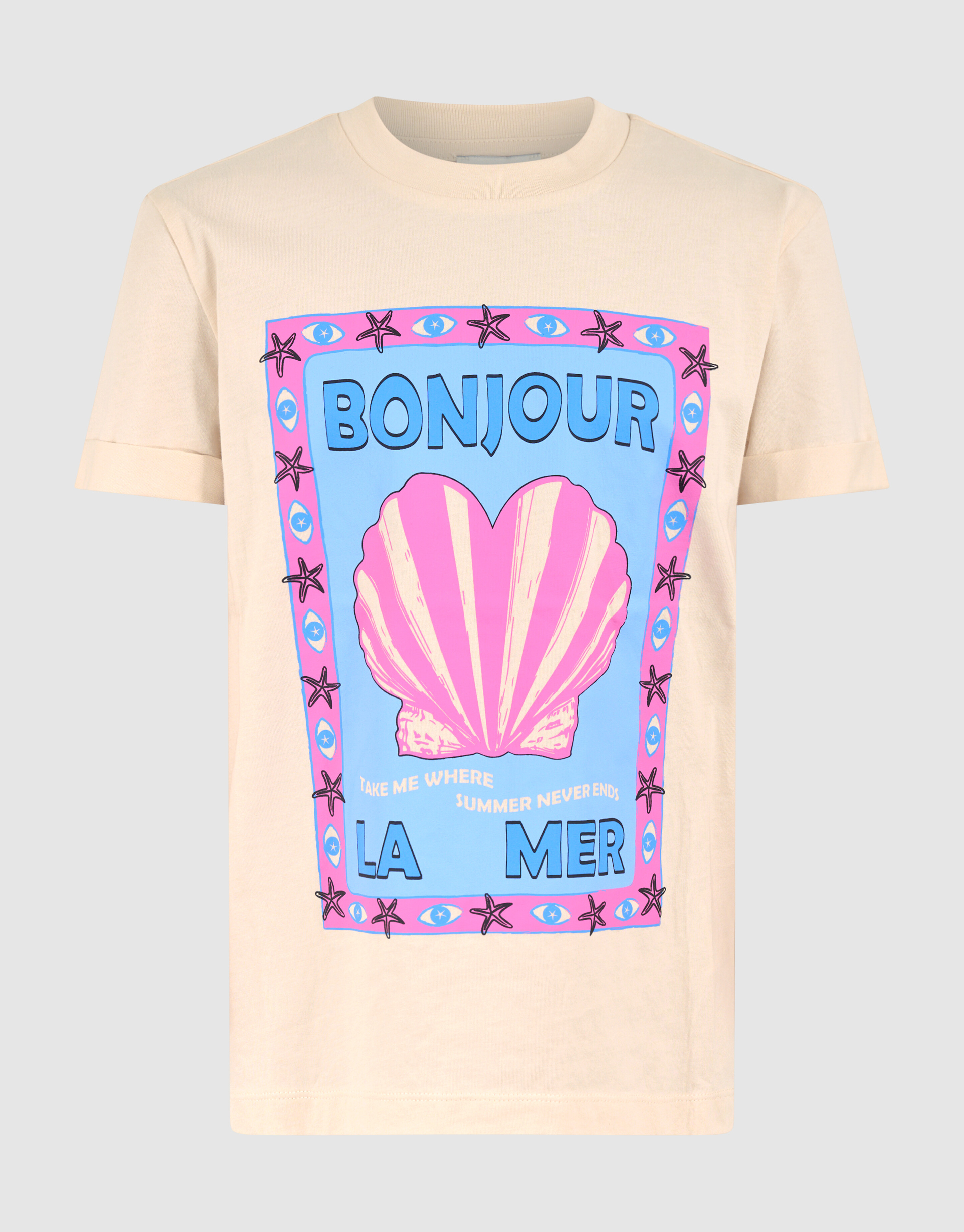 Bonjour Artwork T-shirt Gebroken Wit SHOEBY GIRLS