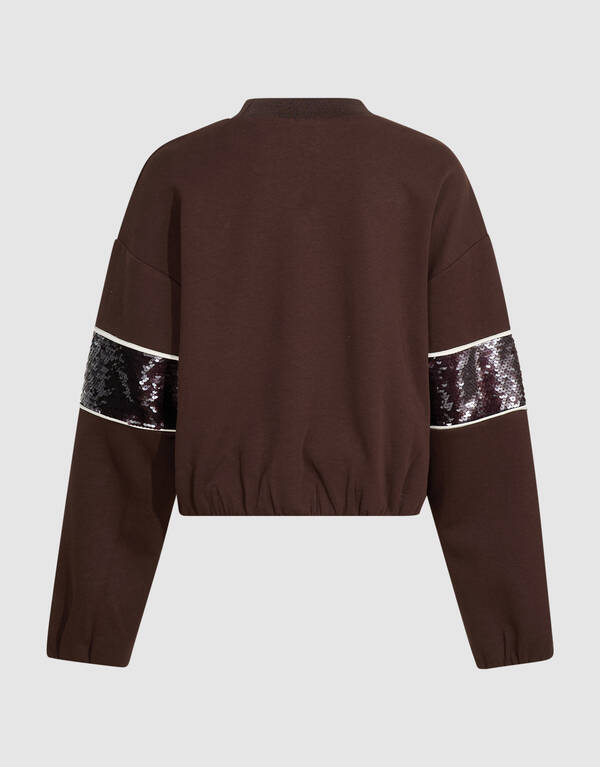 Sporty Pailletten Sweater Bruin SHOEBY GIRLS