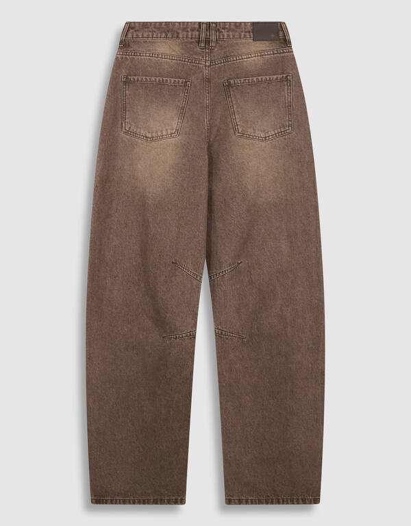 Asymmetric Barrel Fit Jeans Washed Bruin SHOEBY WOMEN
