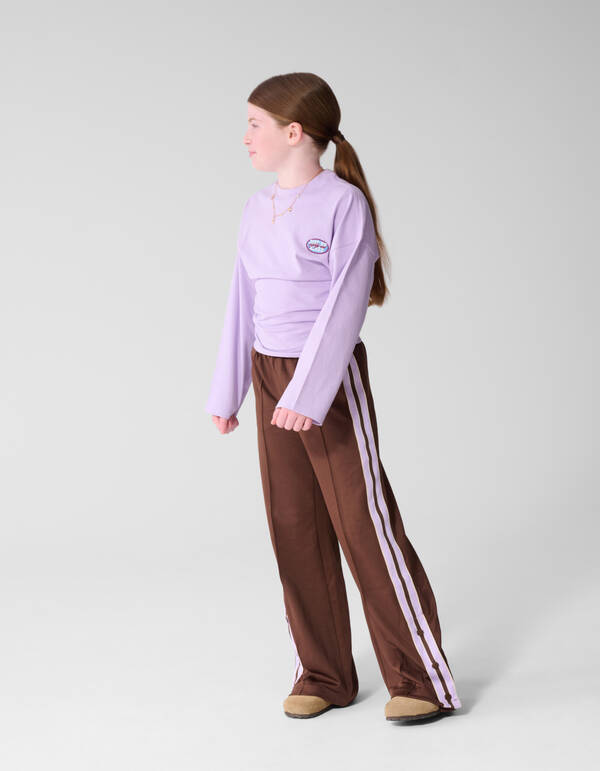 Button Wide Leg Fit Broek Bruin SHOEBY GIRLS