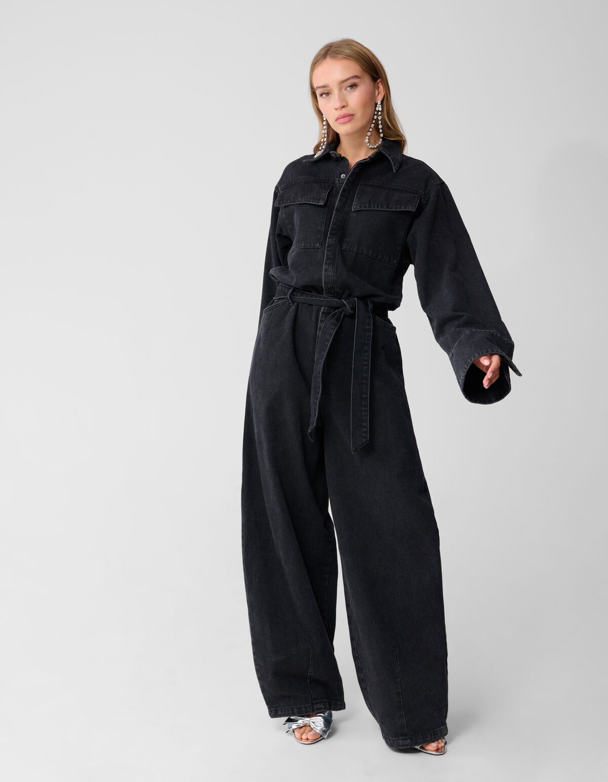 Oversized Denim Jumpsuit Zwart By Monica SHOEBY WOMEN