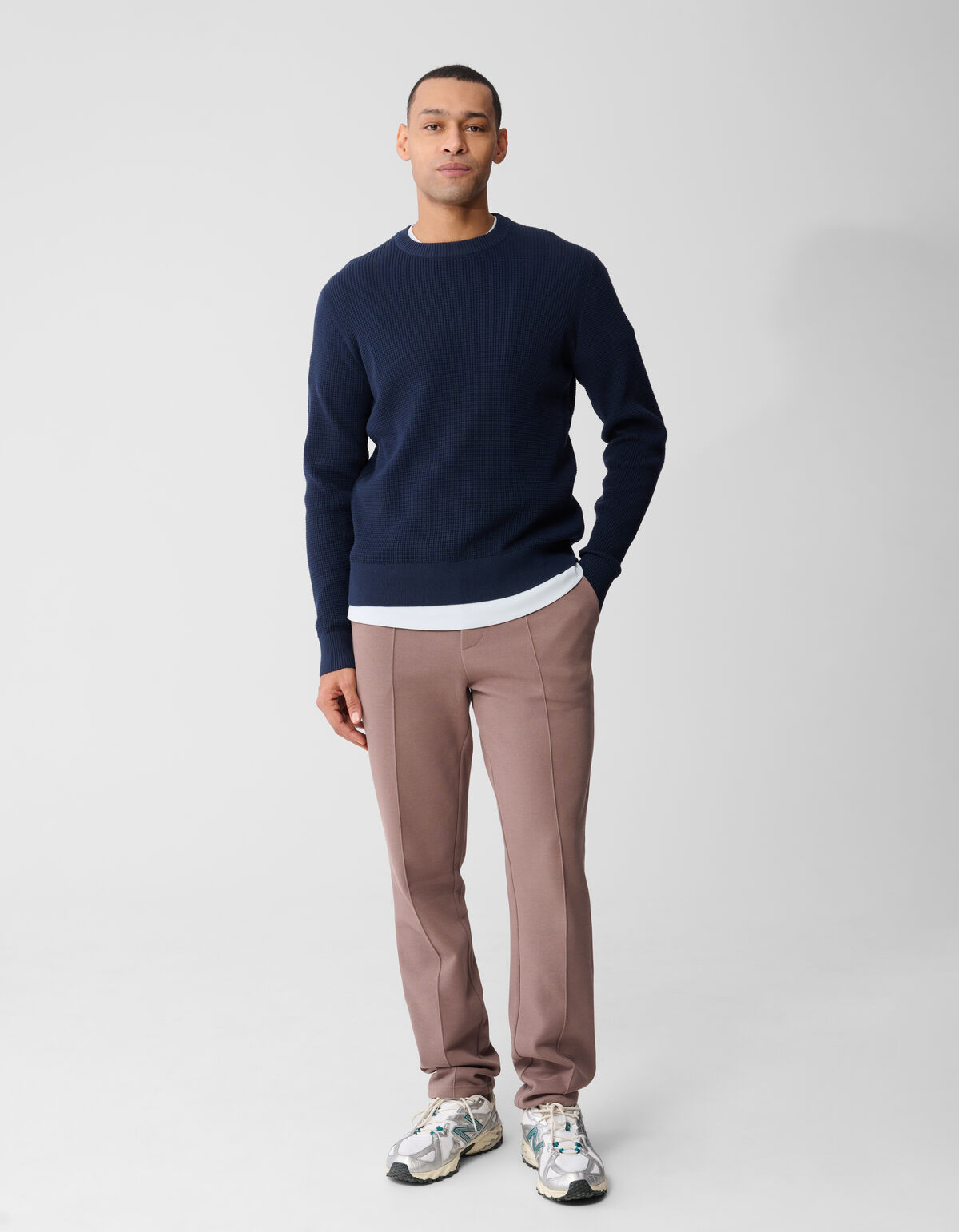 Gebreide Waffle Trui Donkerblauw SHOEBY MEN