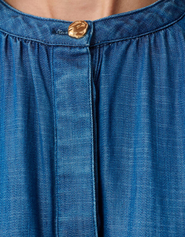 Cropped Denim Blouse Blauw SHOEBY WOMEN