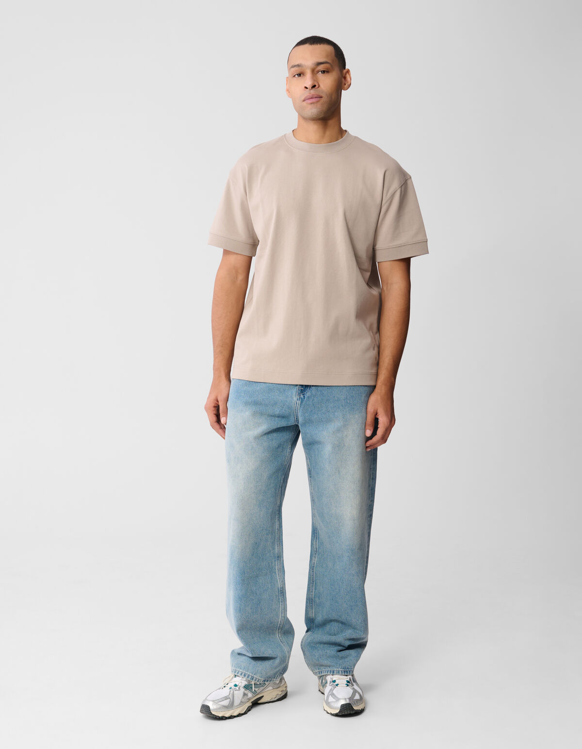 Cuffed Logo T-shirt Lichtbruin SHOEBY MEN